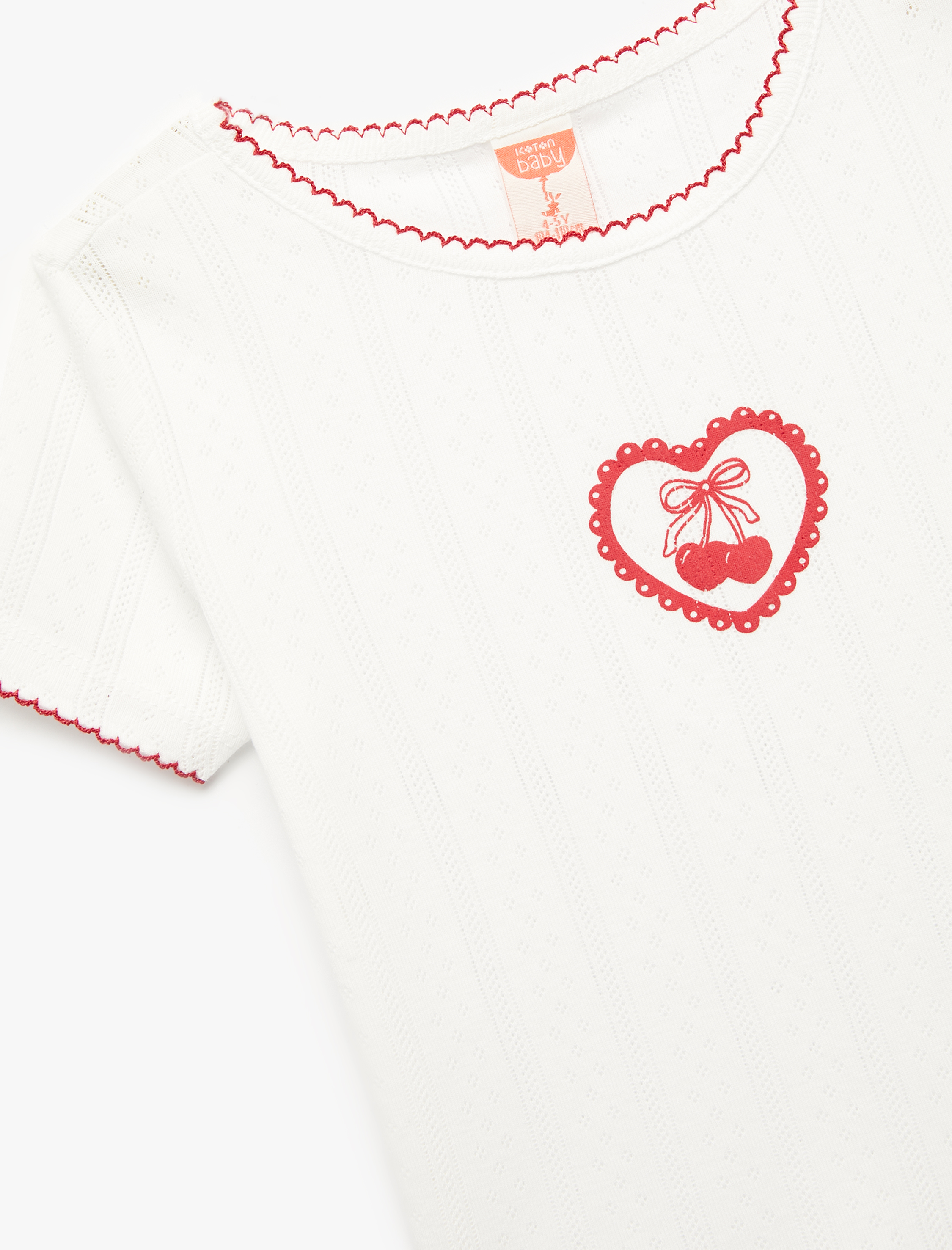  Kız Bebek Pamuklu Kiraz Baskılı Kısa Kollu Bisiklet Yaka Tişört