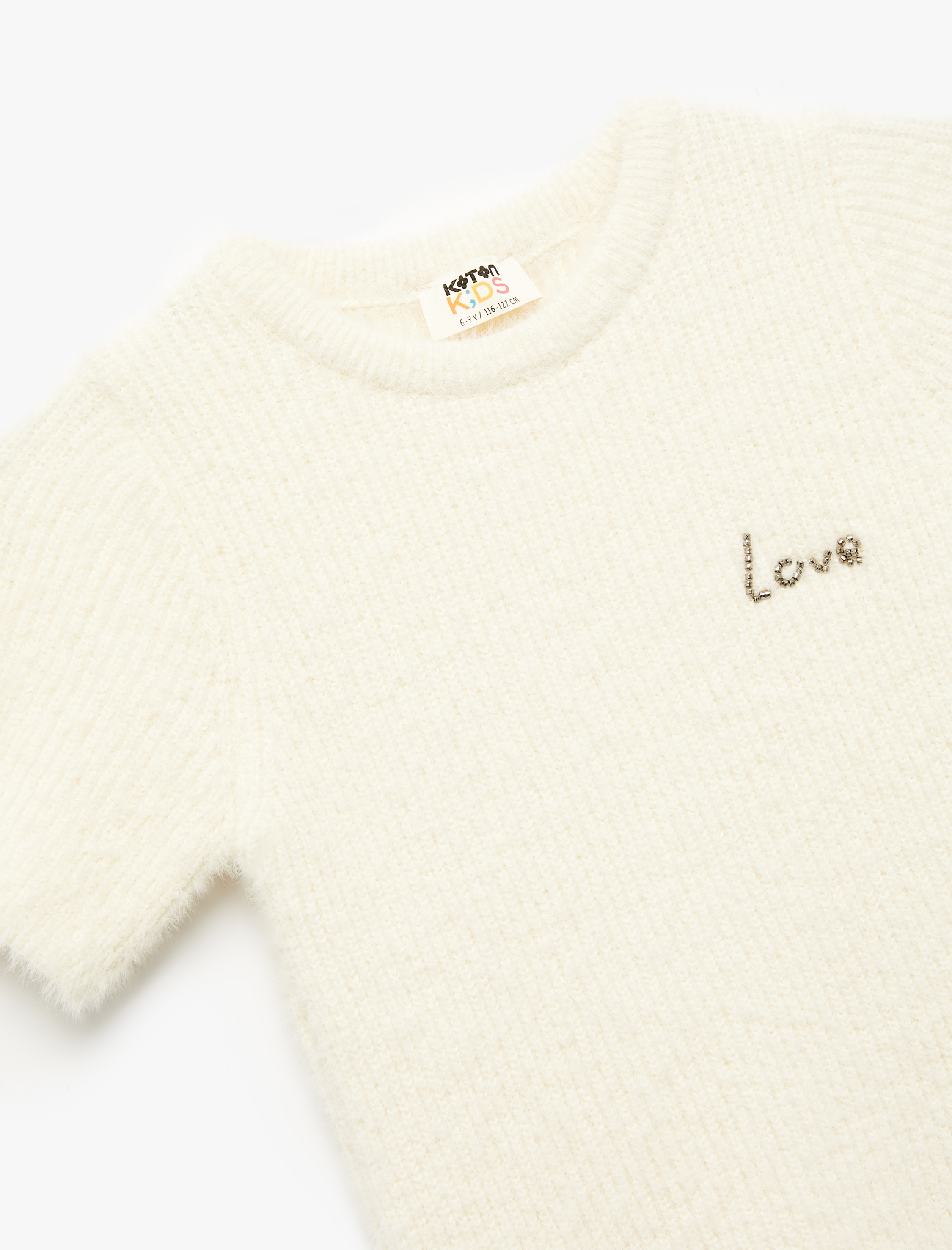  Kız Çocuk Bisiklet Yaka Kısa Kollu Triko Kazak