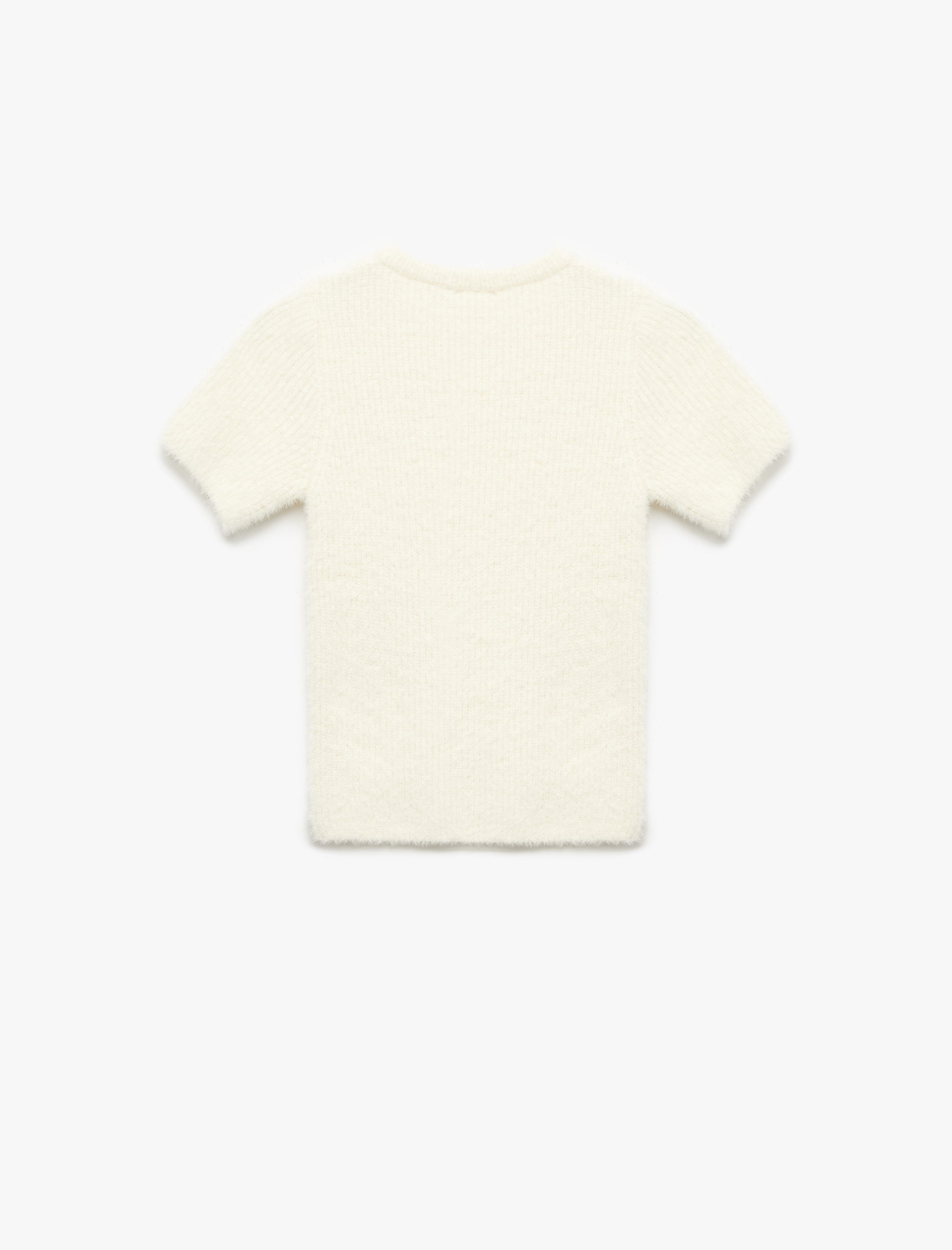  Kız Çocuk Bisiklet Yaka Kısa Kollu Triko Kazak