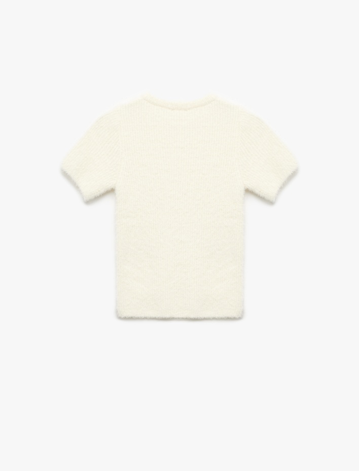 Kız Çocuk Bisiklet Yaka Kısa Kollu Triko Kazak