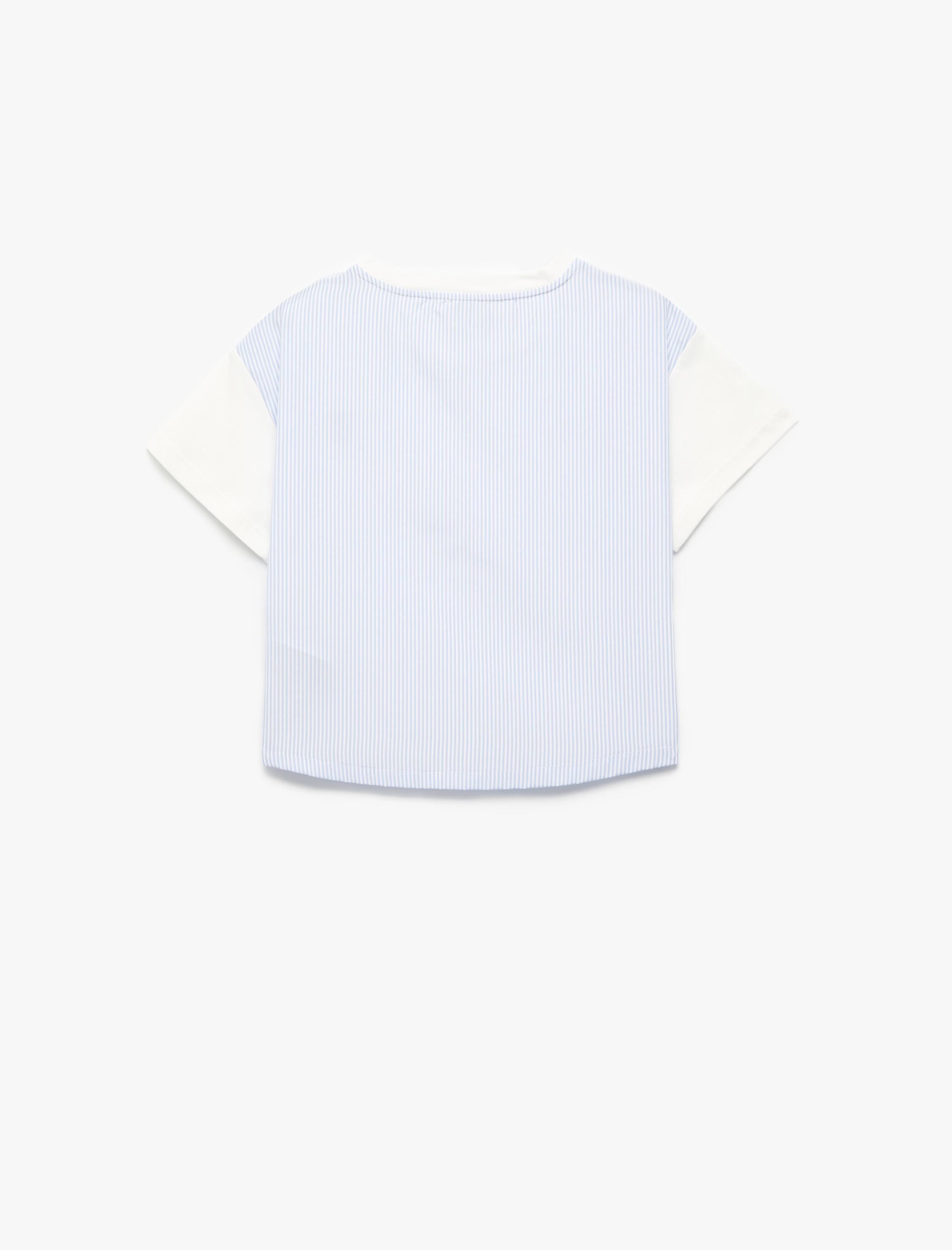  Kız Çocuk Bisiklet Yaka Kısa Kollu Çapa Baskı Detaylı Pamuklu Tişört