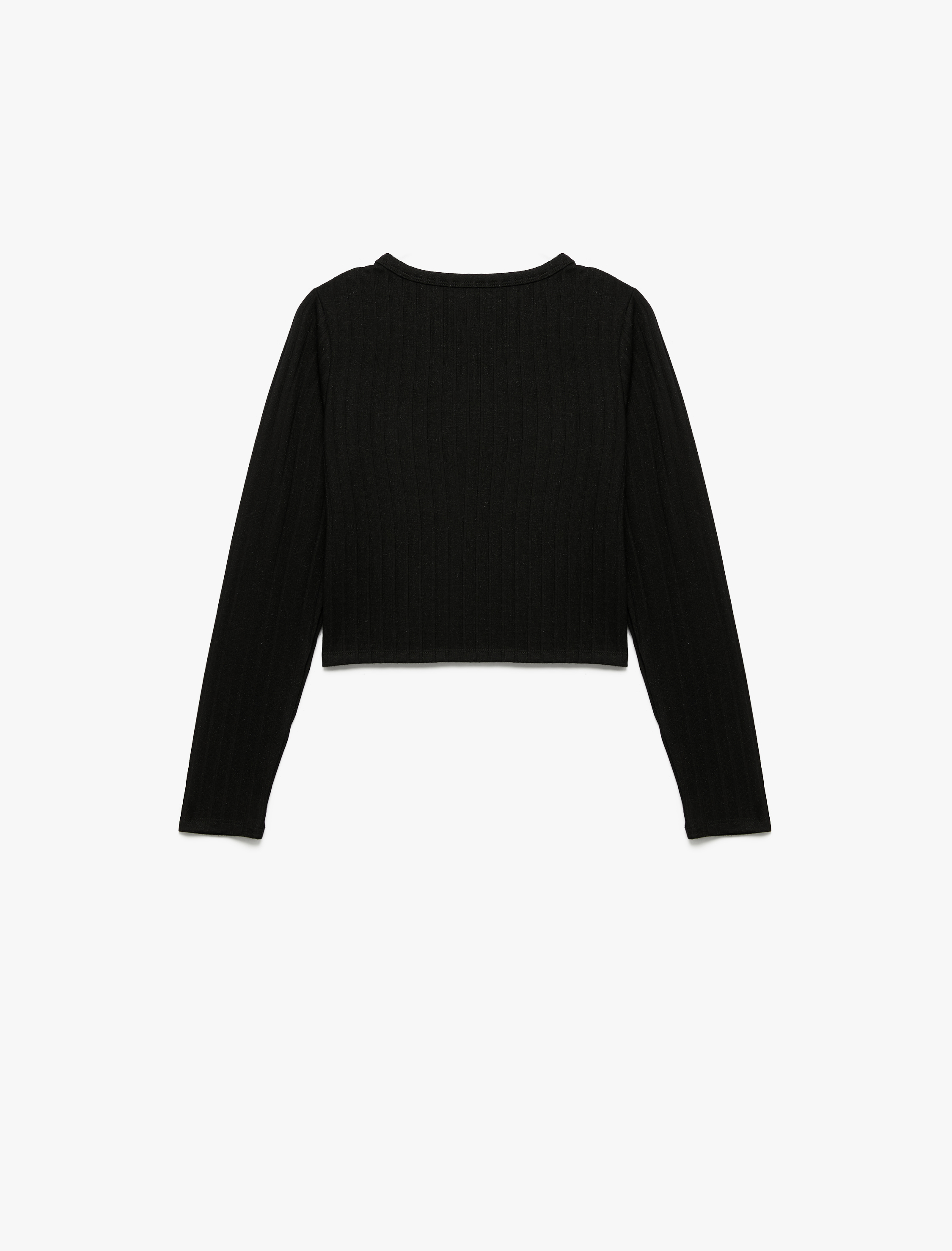  Kız Çocuk Viskon Karışımlı Uzun Kollu Bisiklet Yaka Basic Tişört