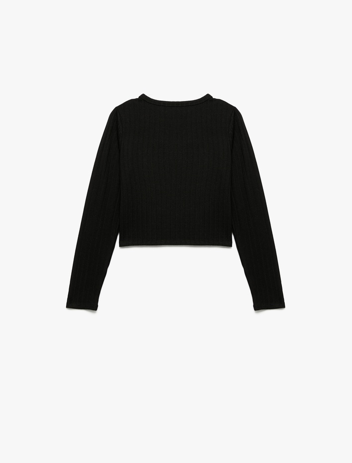 Kız Çocuk Viskon Karışımlı Uzun Kollu Bisiklet Yaka Basic Tişört