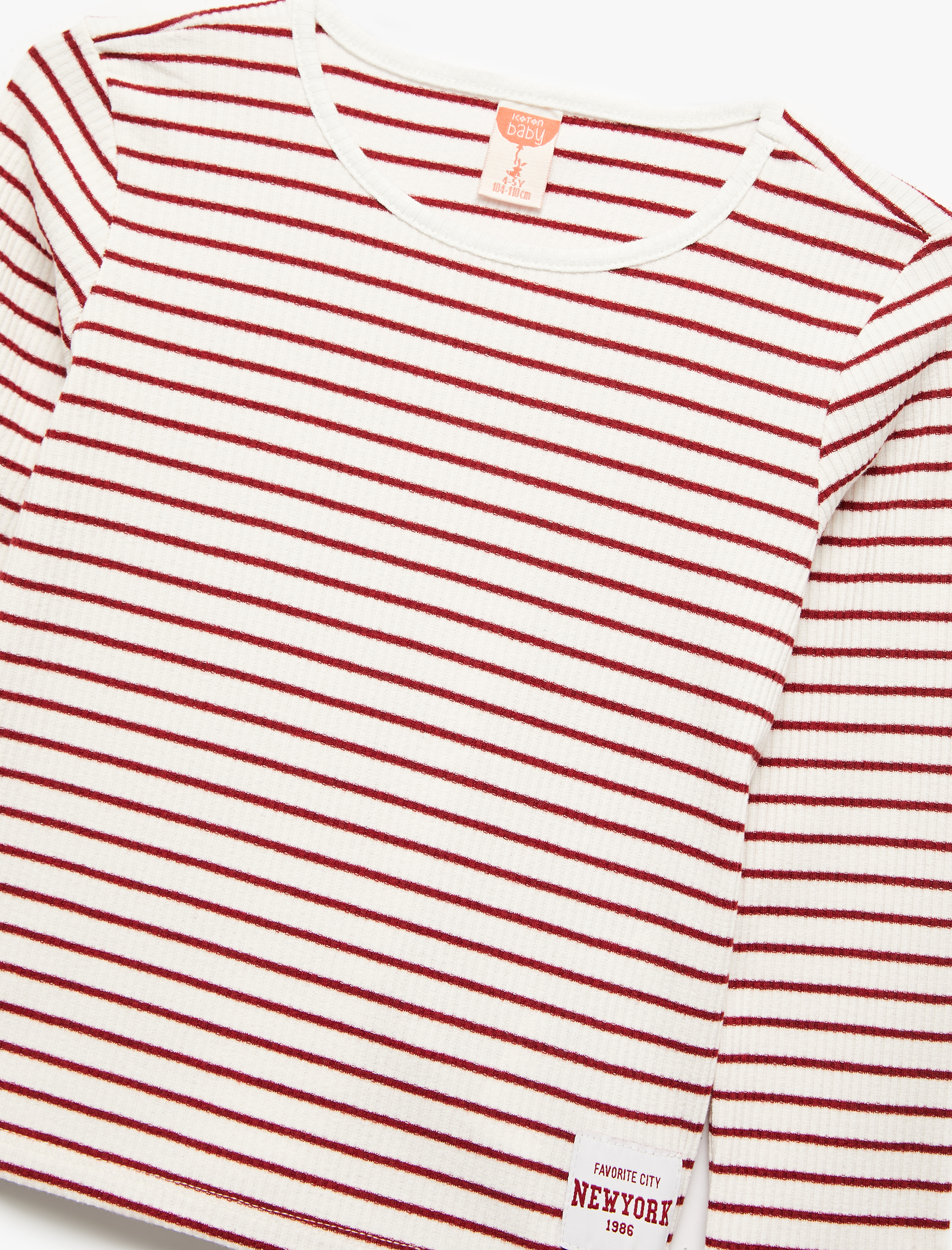  Kız Bebek Uzun Kollu Bisiklet Yaka Kaşkorse Çizgili Tişört