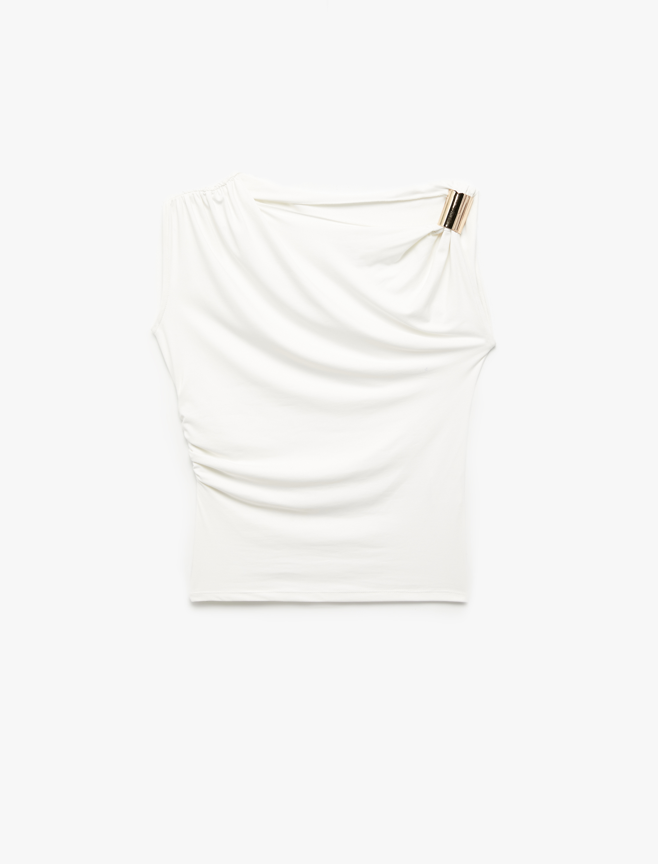   Koton X Zeynep Bastık - Asimetrik Yaka Aksesuarlı Kolsuz Bluz