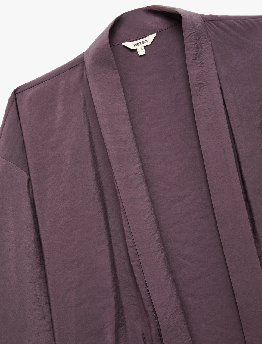   Modal Kumaş Cepli 3/4 Geniş Kollu Kimono