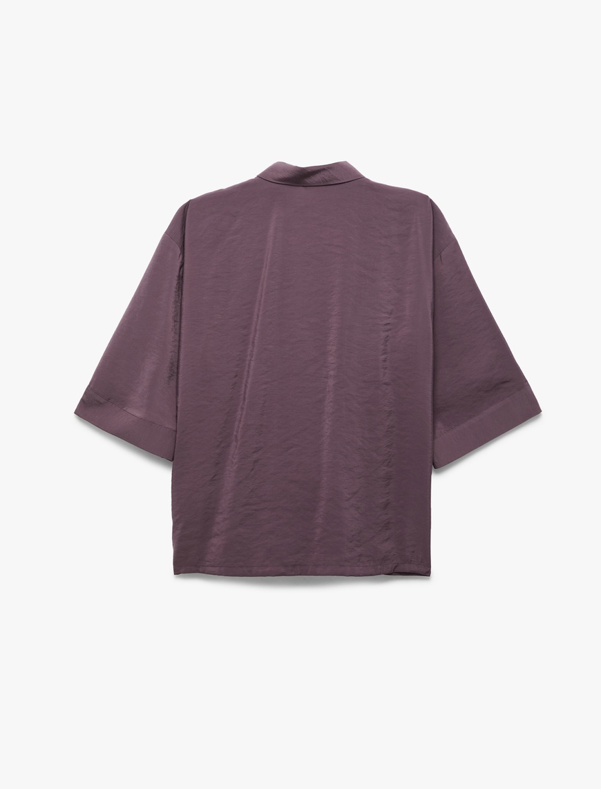   Modal Kumaş Cepli 3/4 Geniş Kollu Kimono