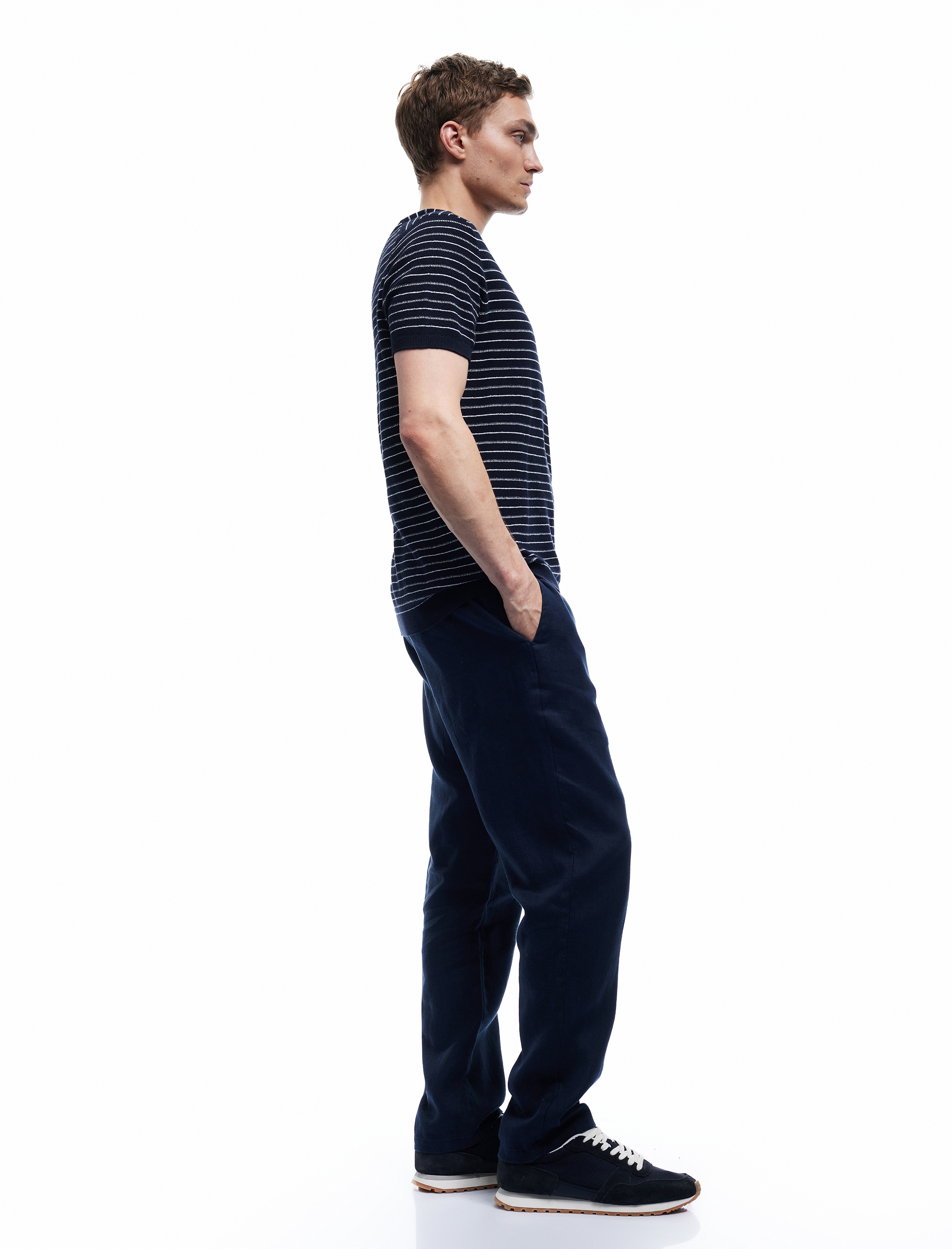   Straight Fit Cep Detaylı Keten Chino Pantolon