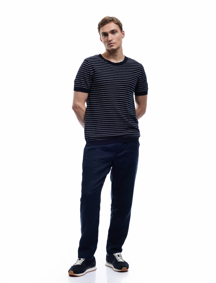  Straight Fit Cep Detaylı Keten Chino Yazlık Pantolon