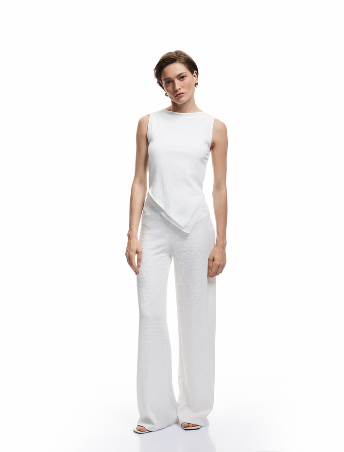  Bürümcük Kumaş Düz Geniş Paça Pantolon