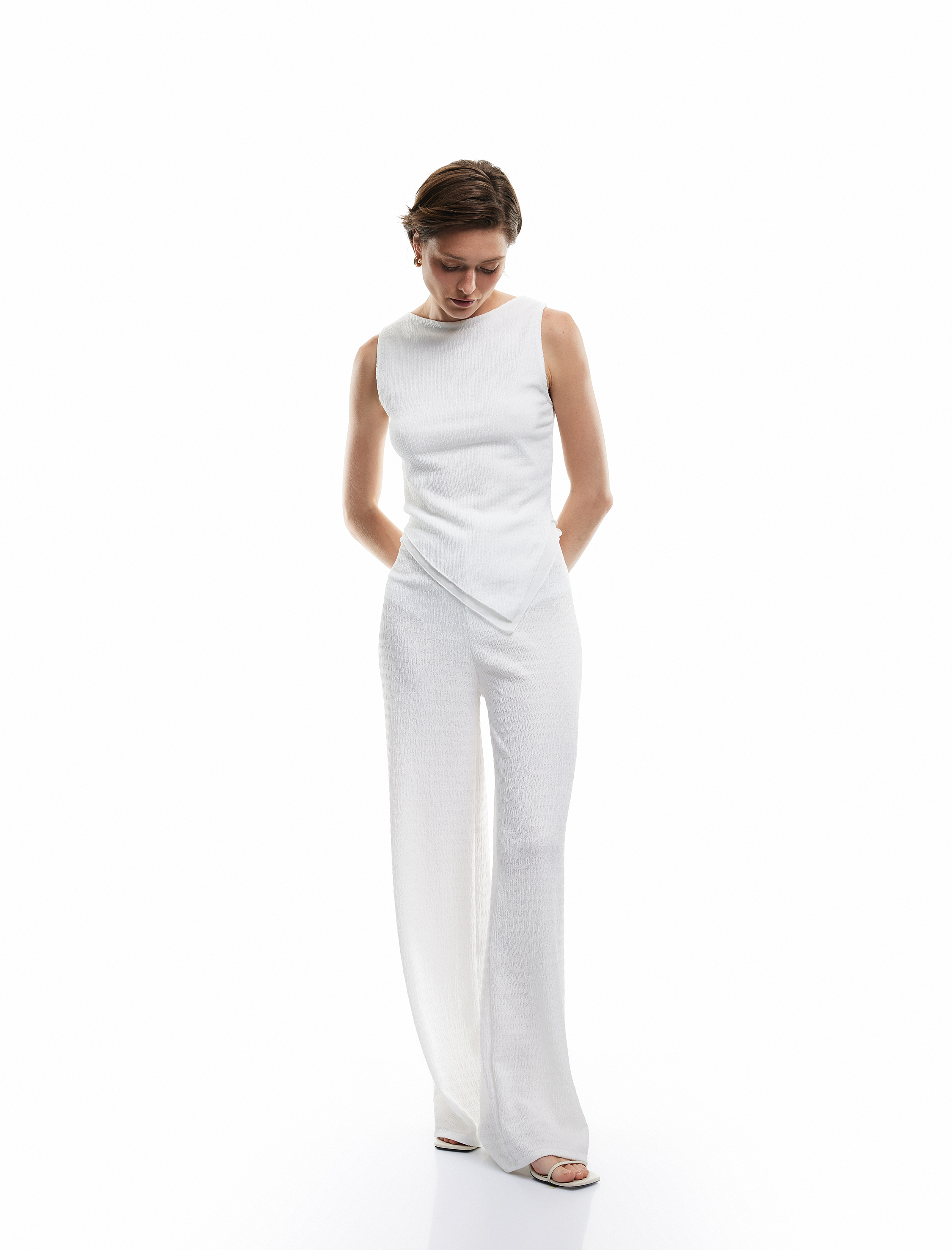   Bürümcük Kumaş Düz Geniş Paça Pantolon