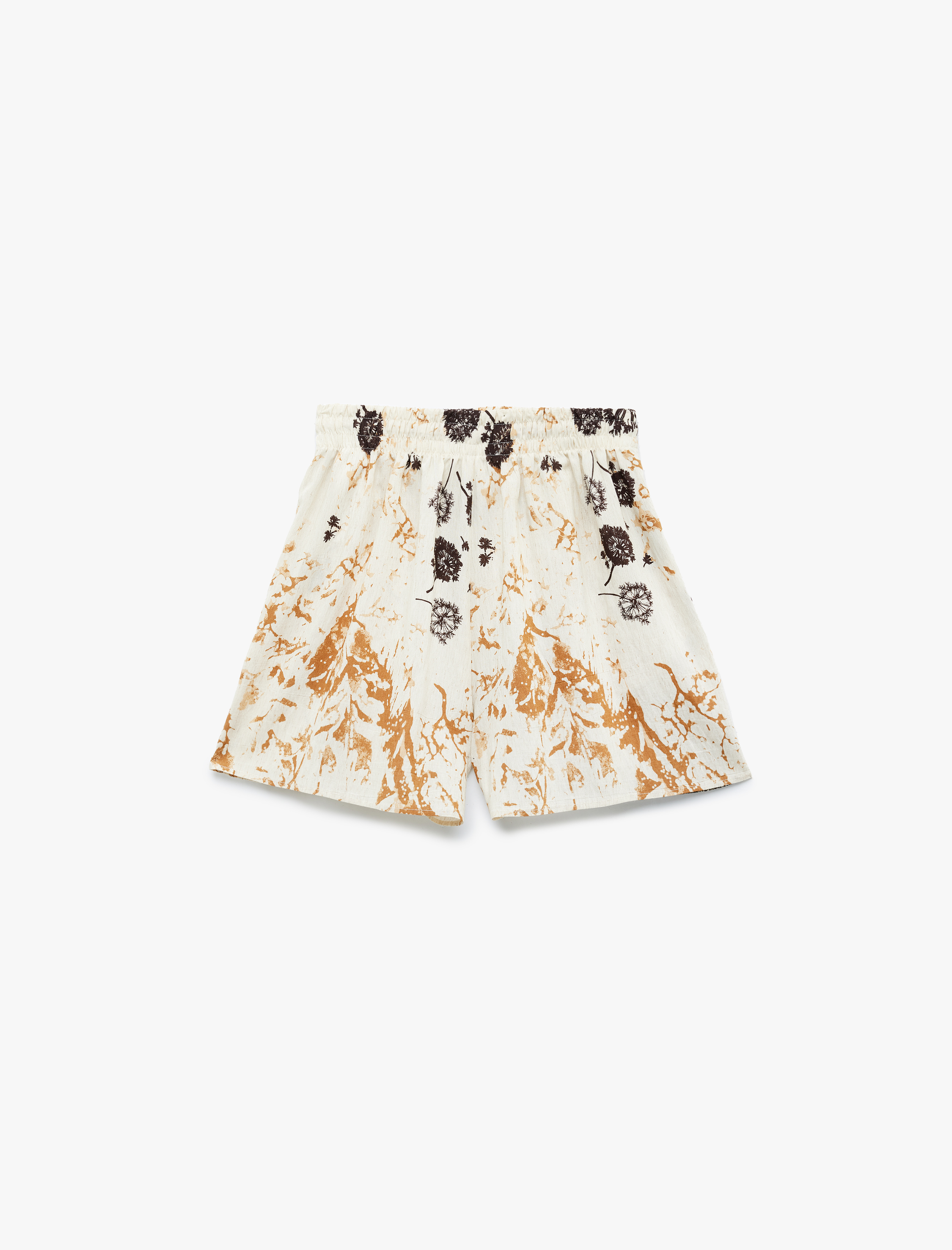   Keten Karışımlı Cepli Desenli Çiçekli Kısa Şort