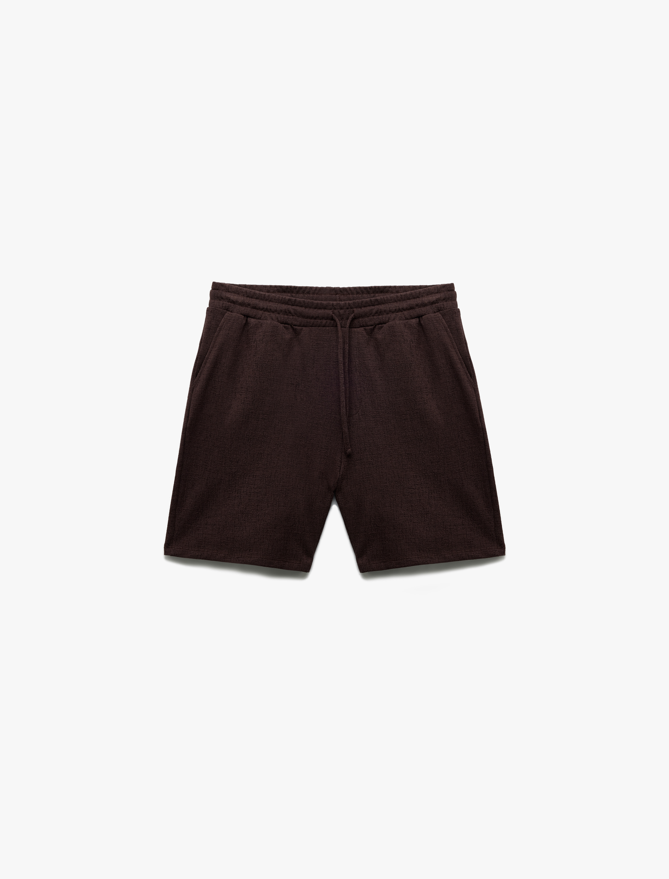   Pamuklu Cep Detaylı Dokulu Beli Bağcıklı Bermuda Şort