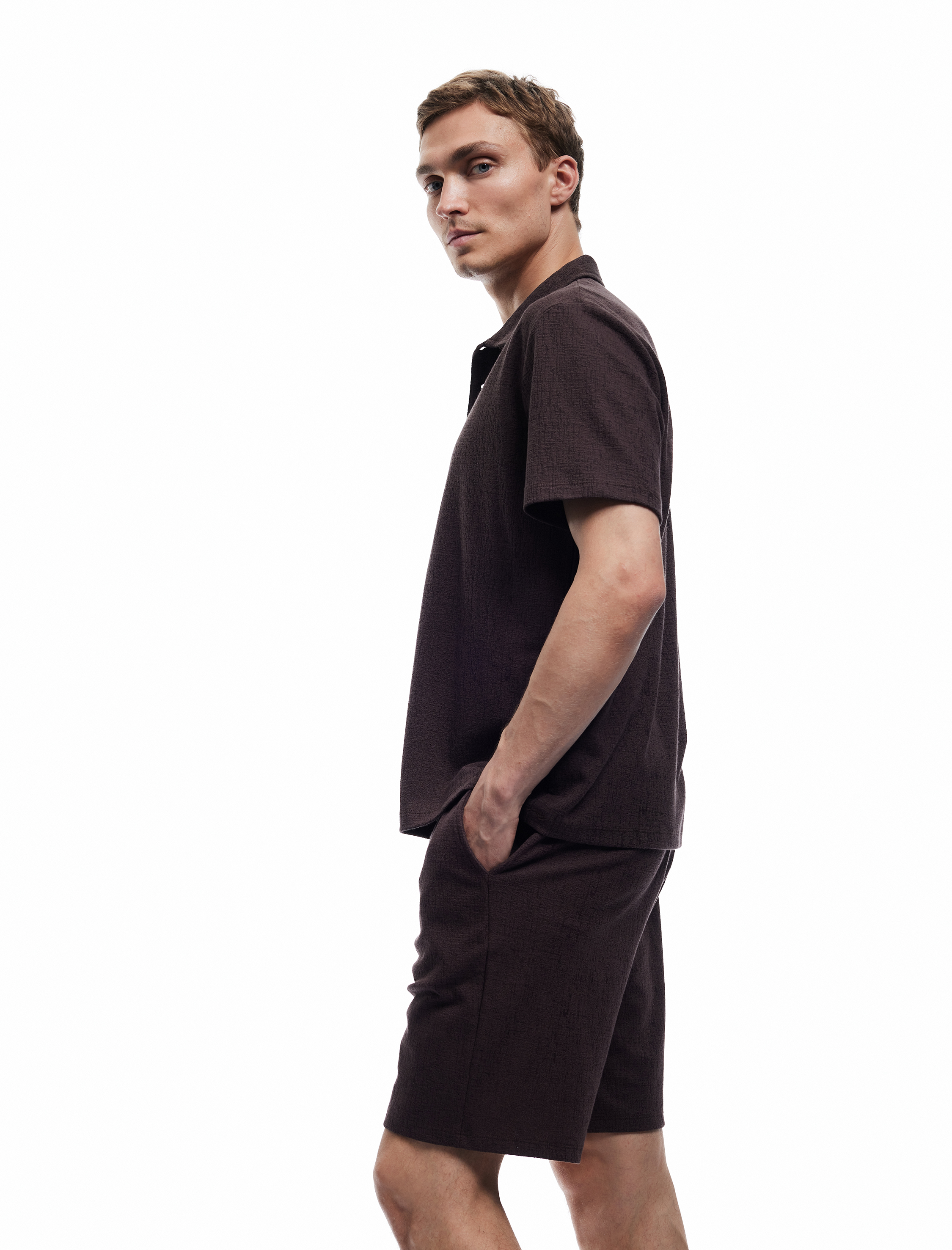   Pamuklu Cep Detaylı Dokulu Beli Bağcıklı Bermuda Şort