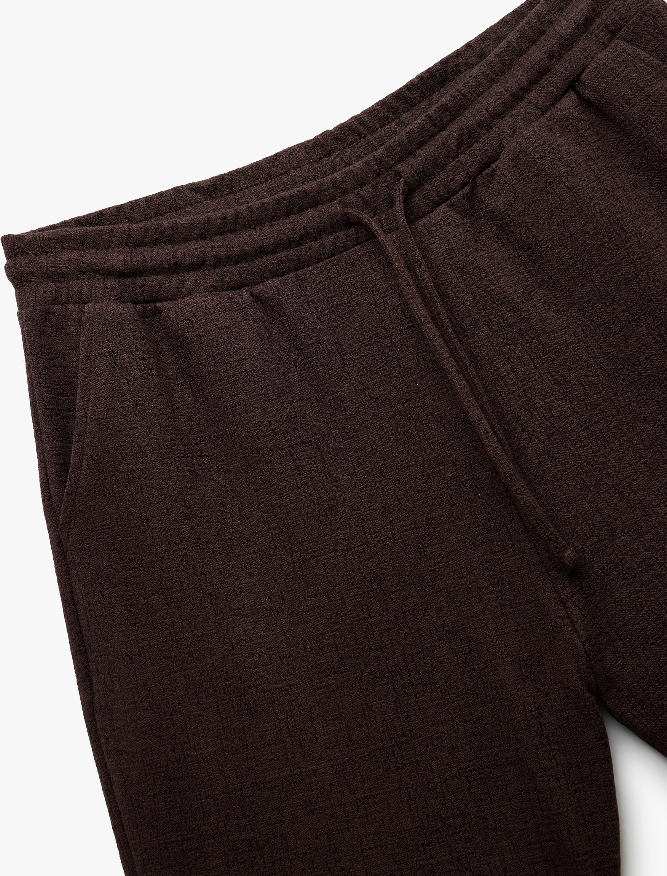   Pamuklu Cep Detaylı Dokulu Beli Bağcıklı Bermuda Şort