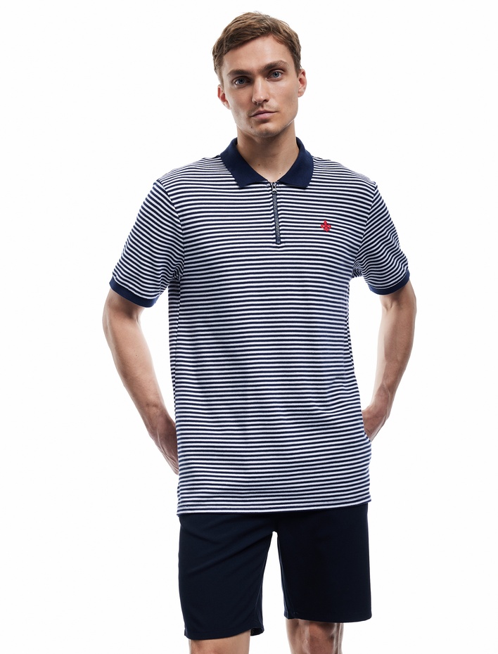  Regular Fit Kısa Kollu Fermuarlı Polo Yaka Tişört