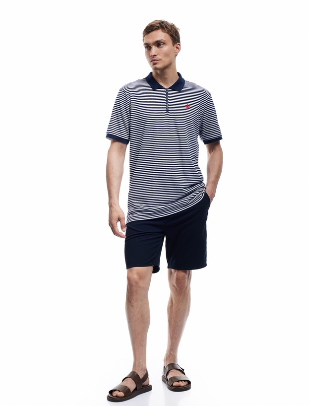 Regular Fit Kısa Kollu Fermuarlı Polo Yaka Tişört_1