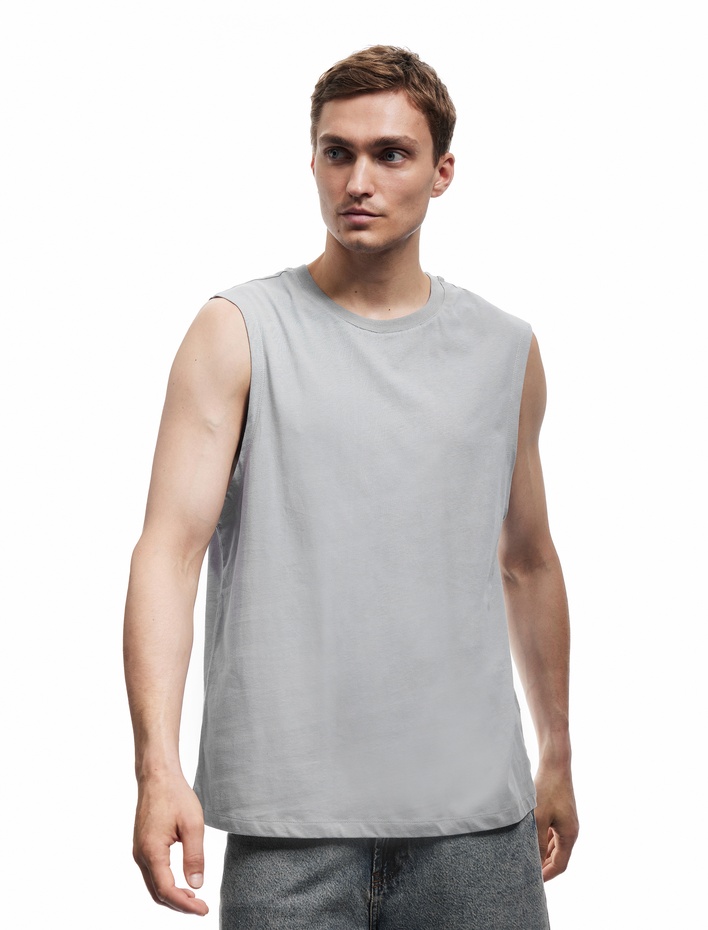  Bisiklet Yaka Regular Fit Pamuklu Kolsuz Tişört