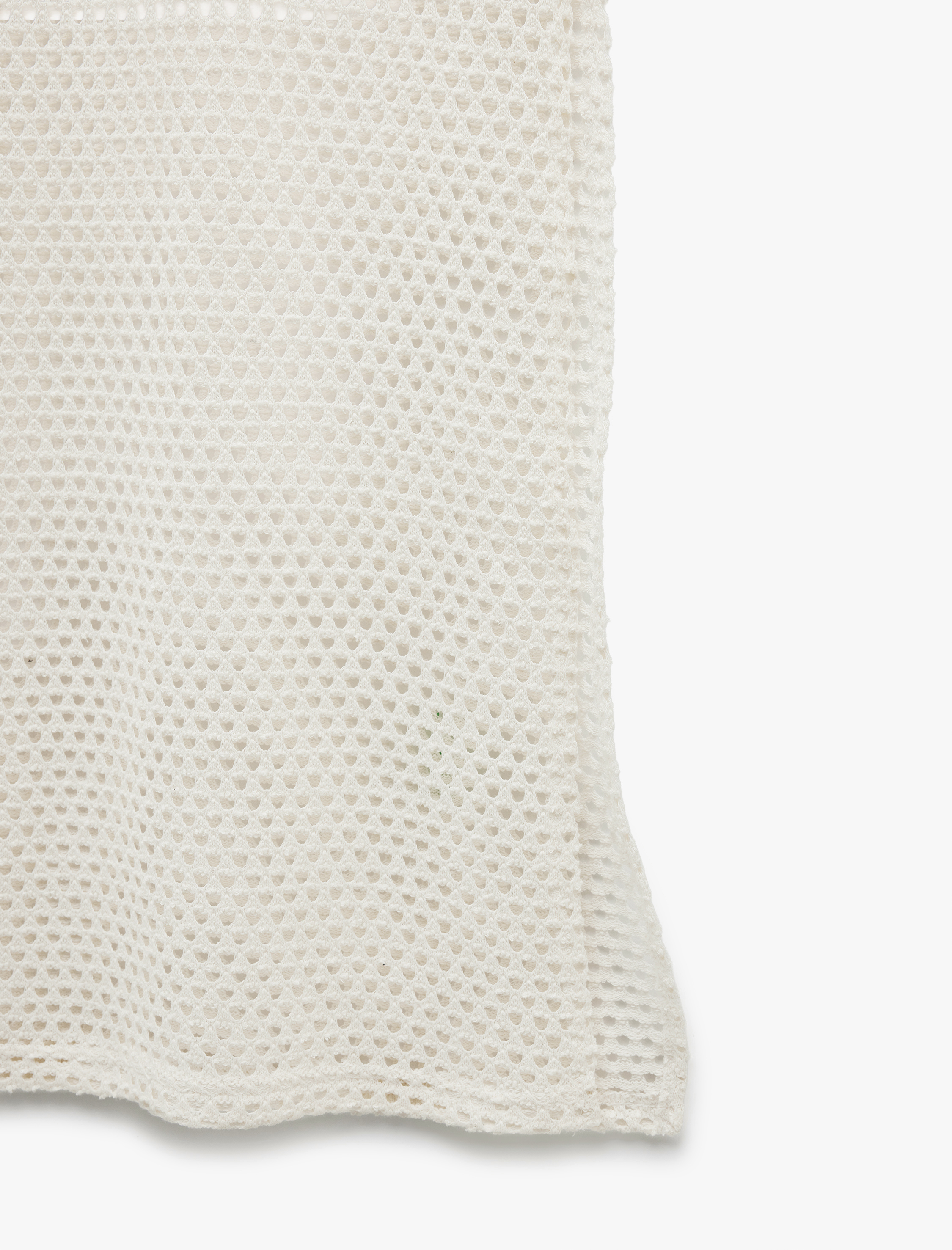 Kolsuz Bisiklet Yaka File Detaylı Uzun Kroşe Plaj Elbisesi