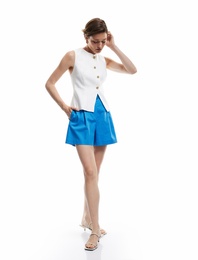 Regular Fit Kemerli Pile Detaylı Mini Keten Şort