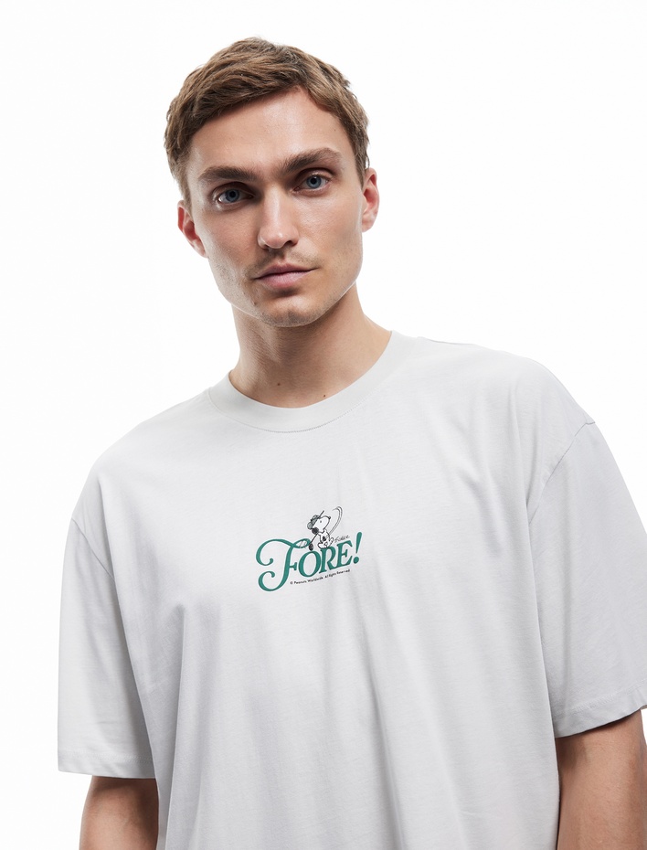  Oversize Pamuklu Kısa Kollu Lisanslı Snoopy Baskılı Tişört