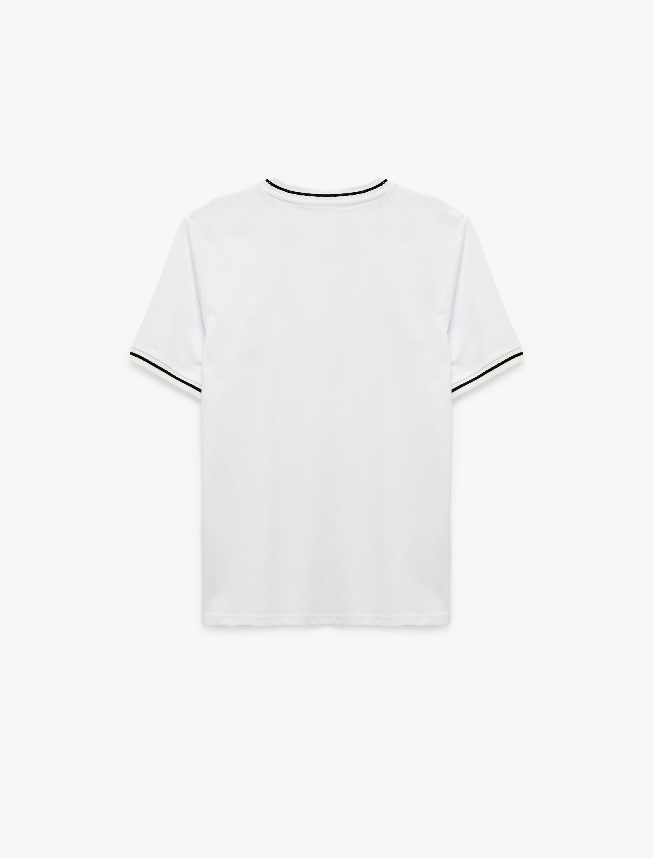   Pamuklu Kısa Kollu Biyeli İşlemeli Regular Fit Bisiklet Yaka Tişört