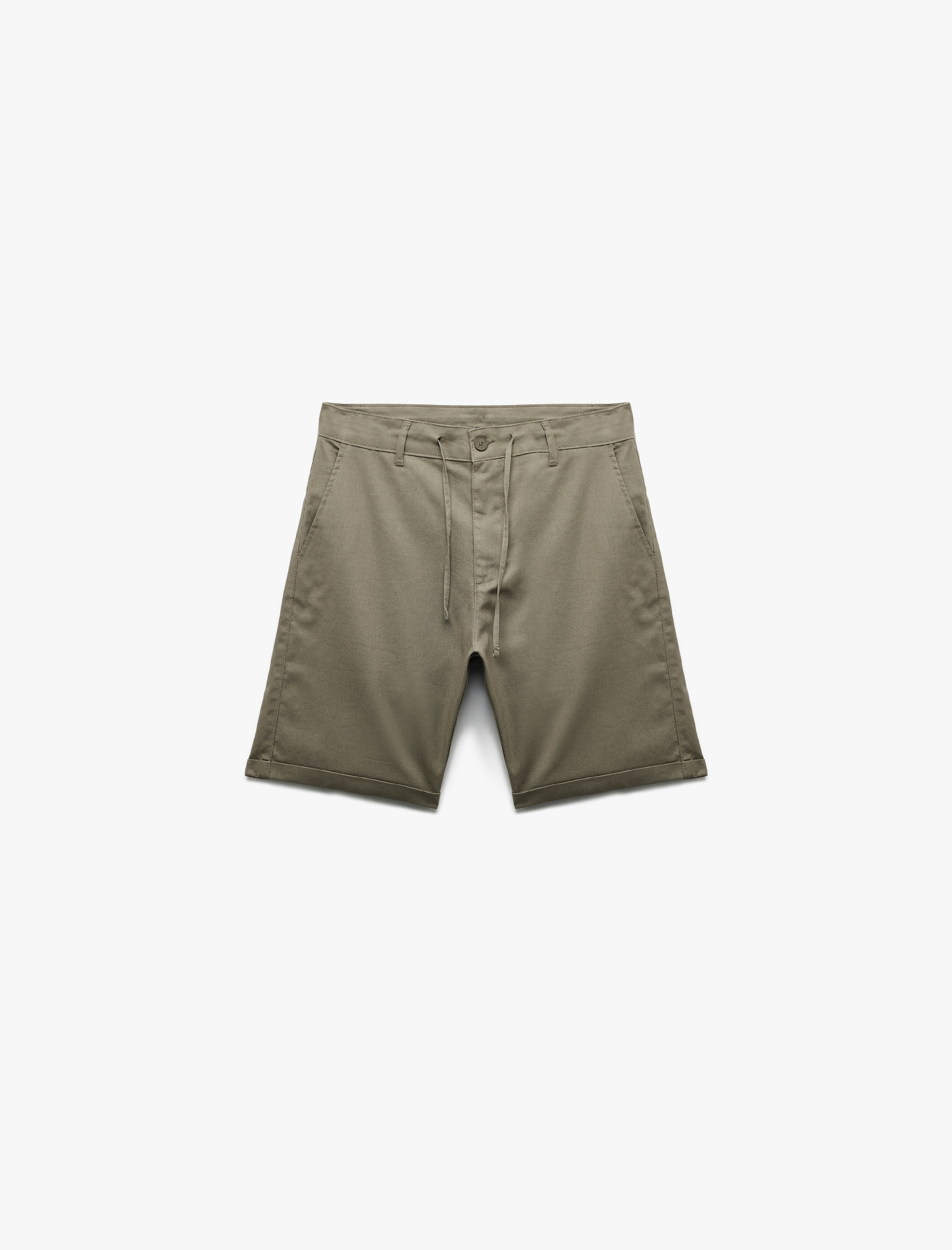   Keten Pamuk Karışımlı Katlamalı Paça Cep Detaylı Beli Bağcıklı Düğmeli Şort