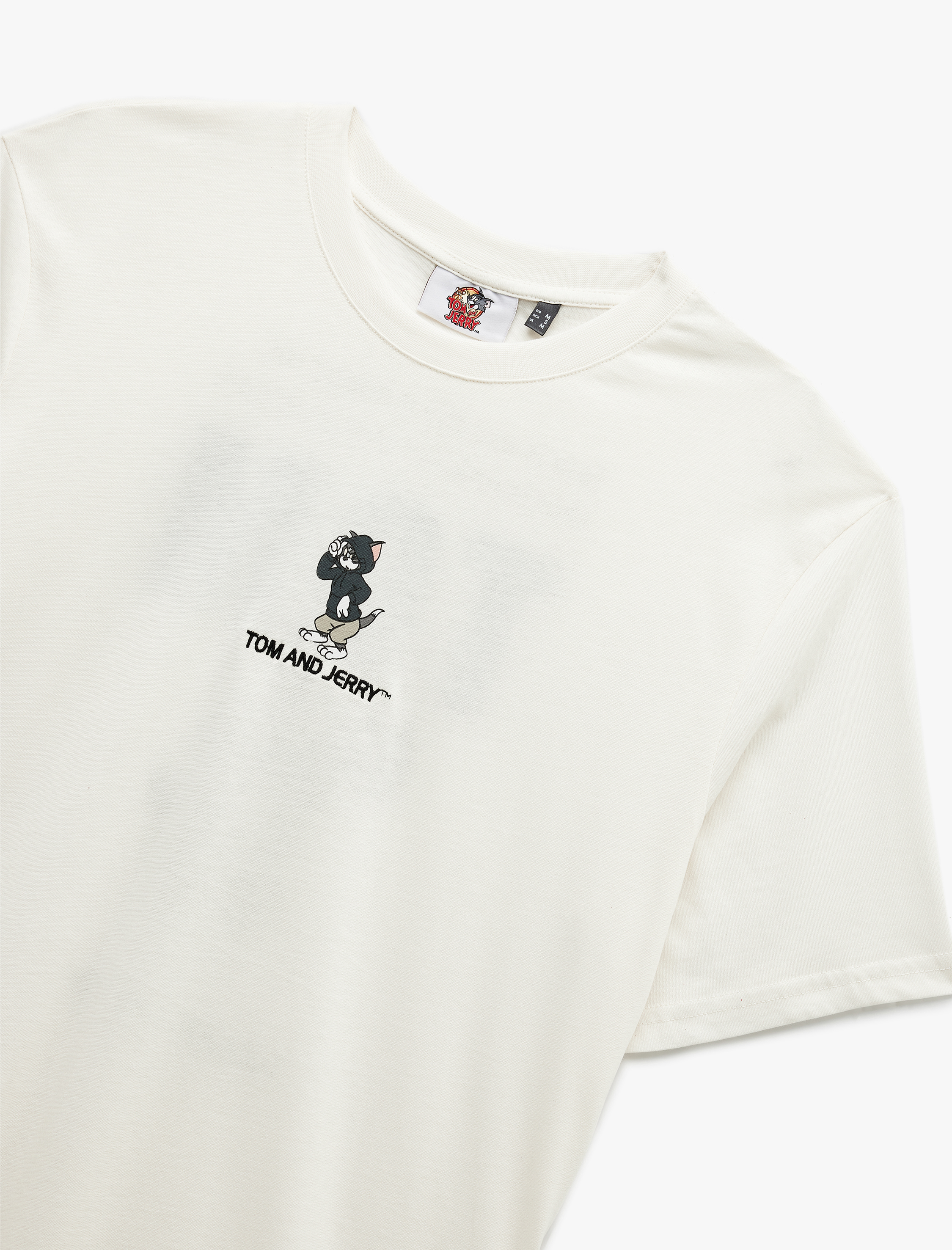   Kısa Kollu Pamuklu Bisiklet Yaka Regular Fit Lisanslı Arkası Baskılı Tom ve Jerry Tişört
