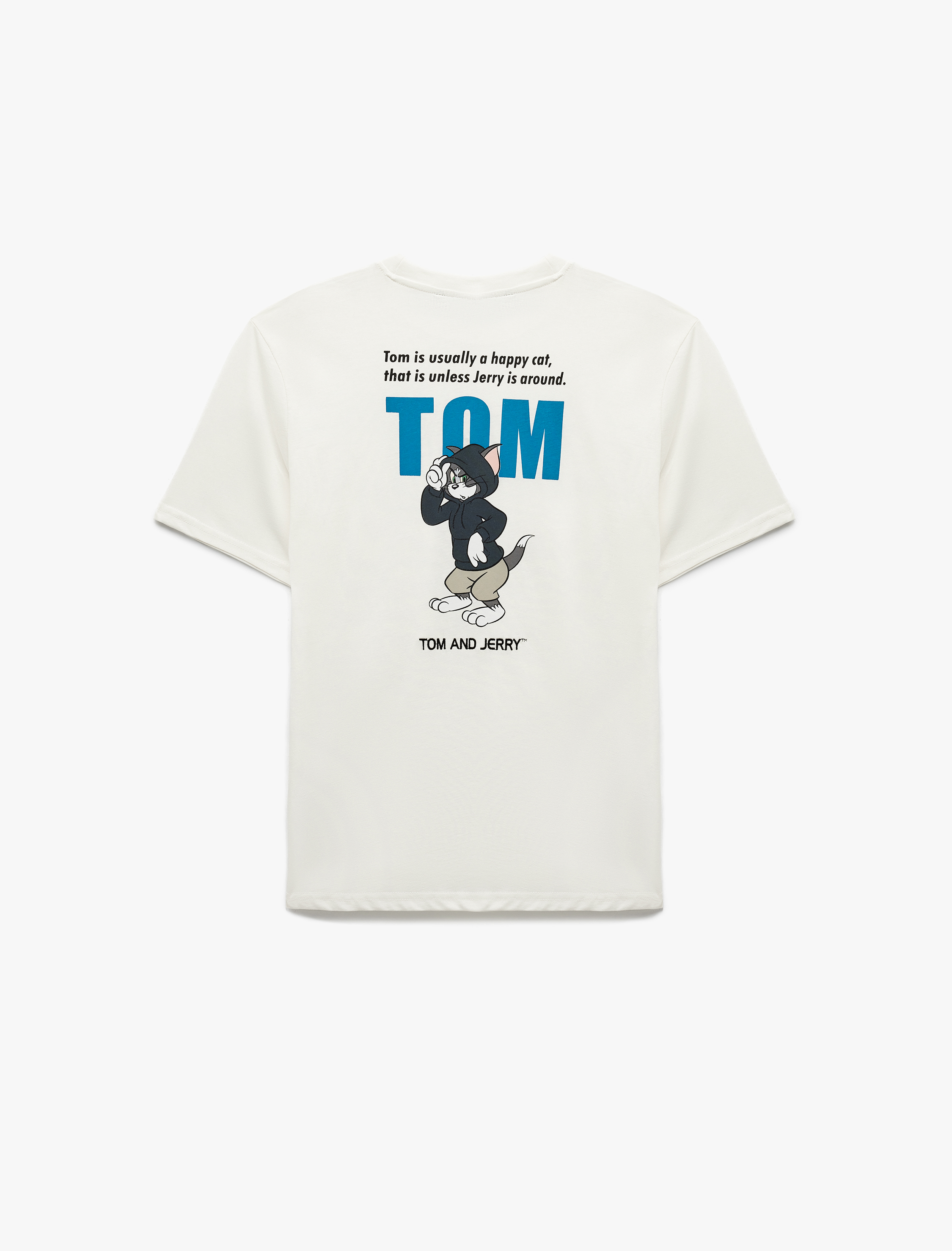   Kısa Kollu Pamuklu Bisiklet Yaka Regular Fit Lisanslı Arkası Baskılı Tom ve Jerry Tişört