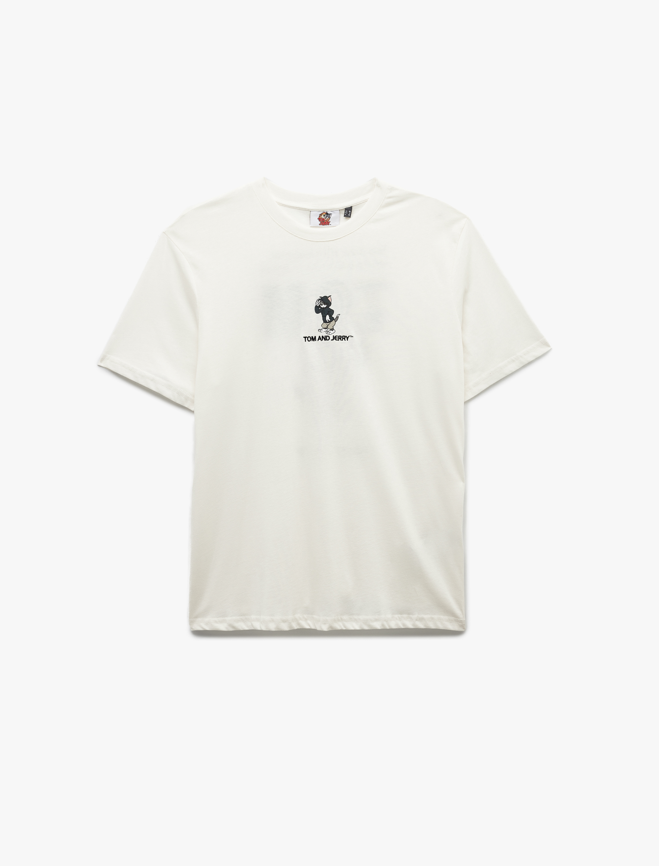   Kısa Kollu Pamuklu Bisiklet Yaka Regular Fit Lisanslı Arkası Baskılı Tom ve Jerry Tişört