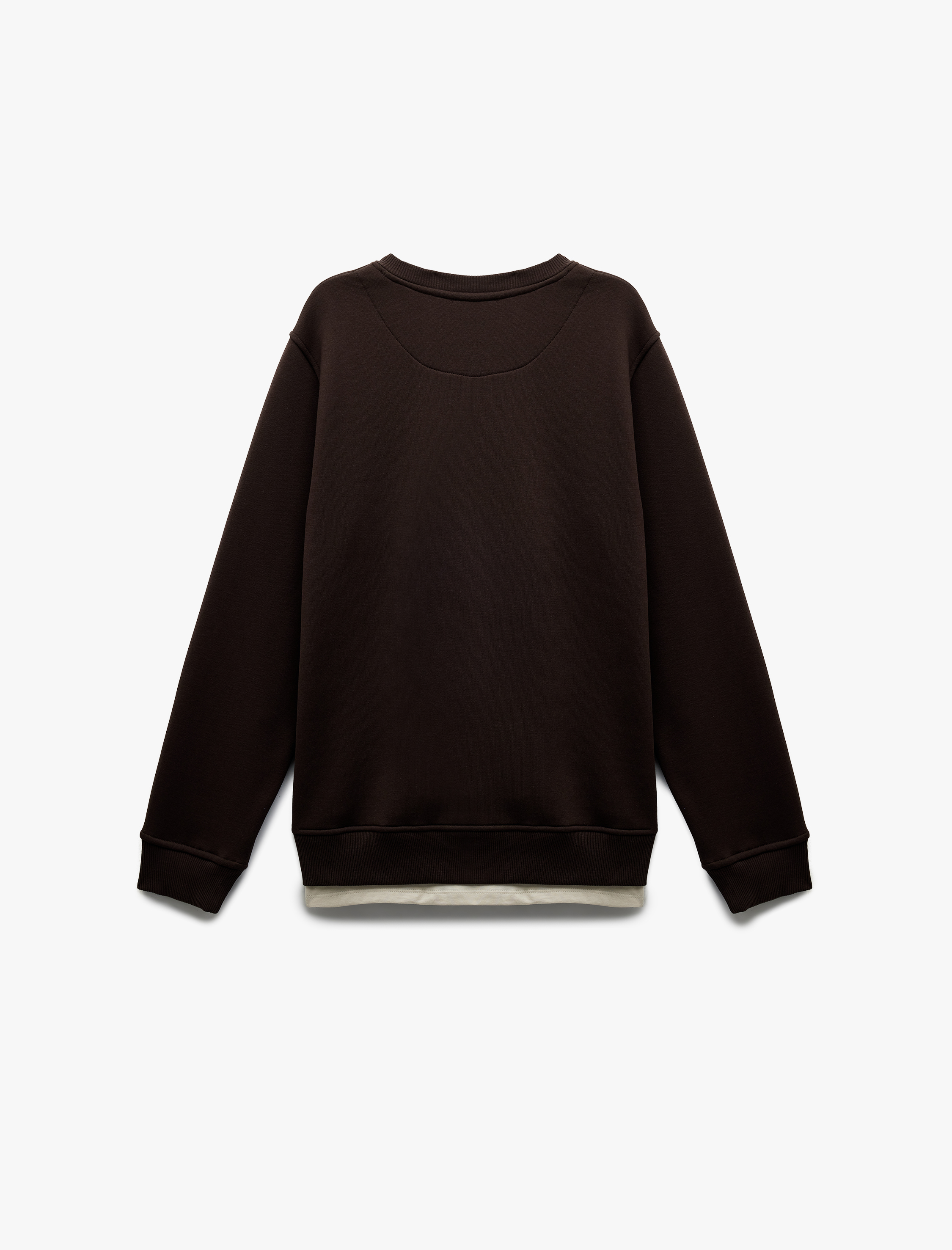   Uzun Kollu Şardonlu Kumaş Detaylı Bisiklet Yaka Sweatshirt