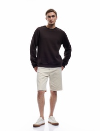 Uzun Kollu Şardonlu Kumaş Detaylı Bisiklet Yaka Sweatshirt