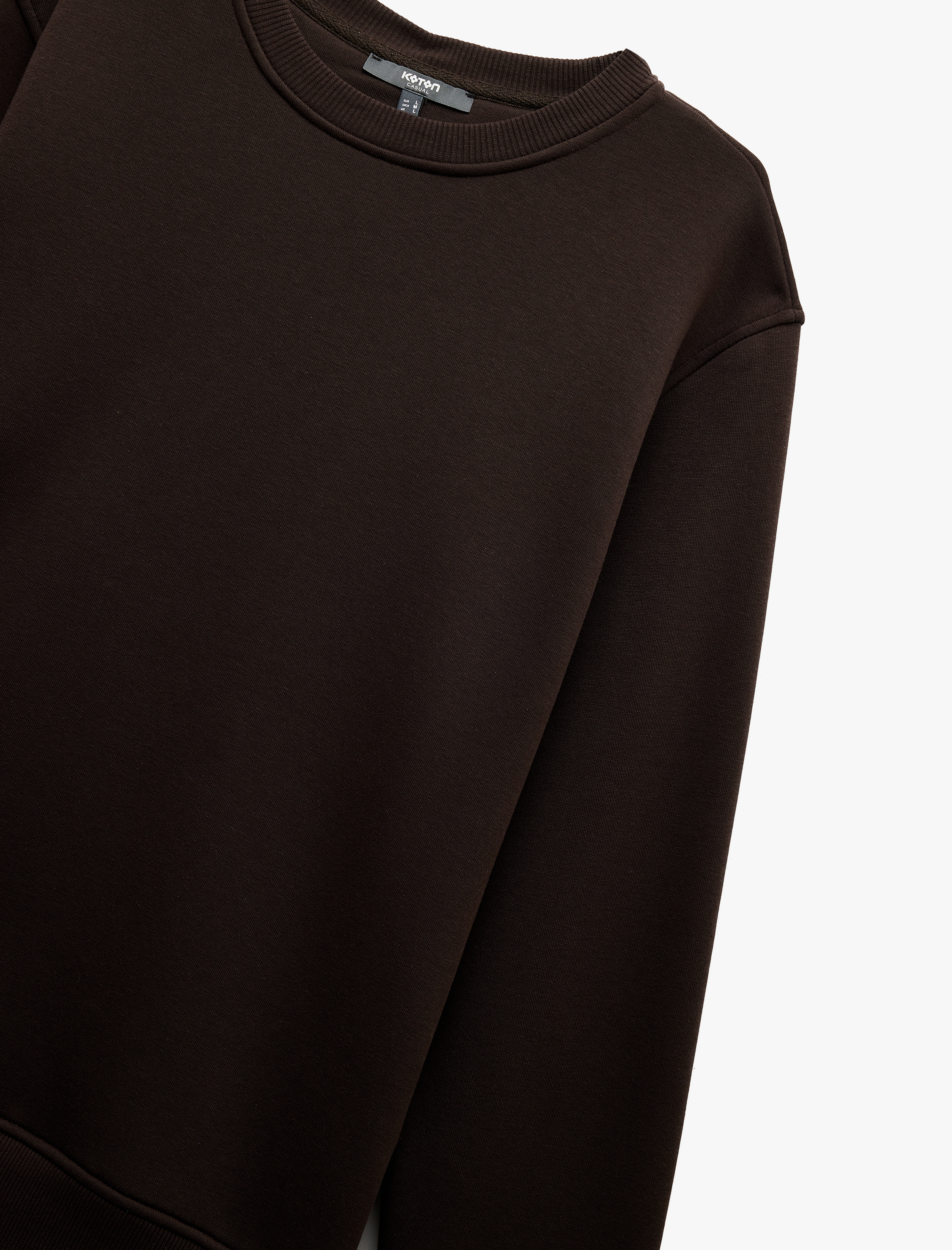   Uzun Kollu Şardonlu Kumaş Detaylı Bisiklet Yaka Sweatshirt