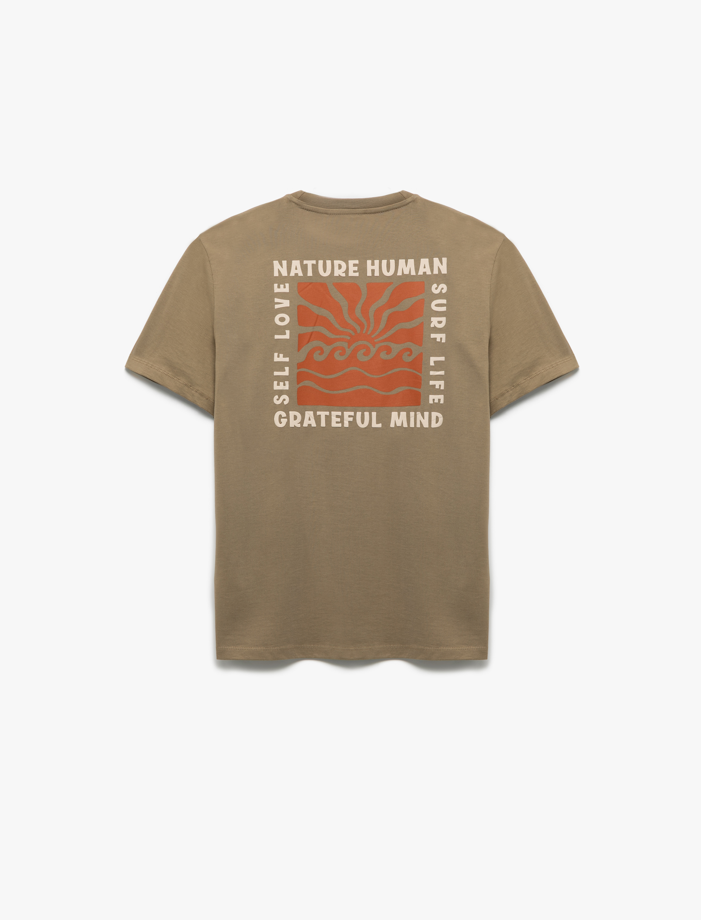   Kısa Kollu Bisiklet Yaka Regular Fit Pamuklu Arkası Baskılı Tişört