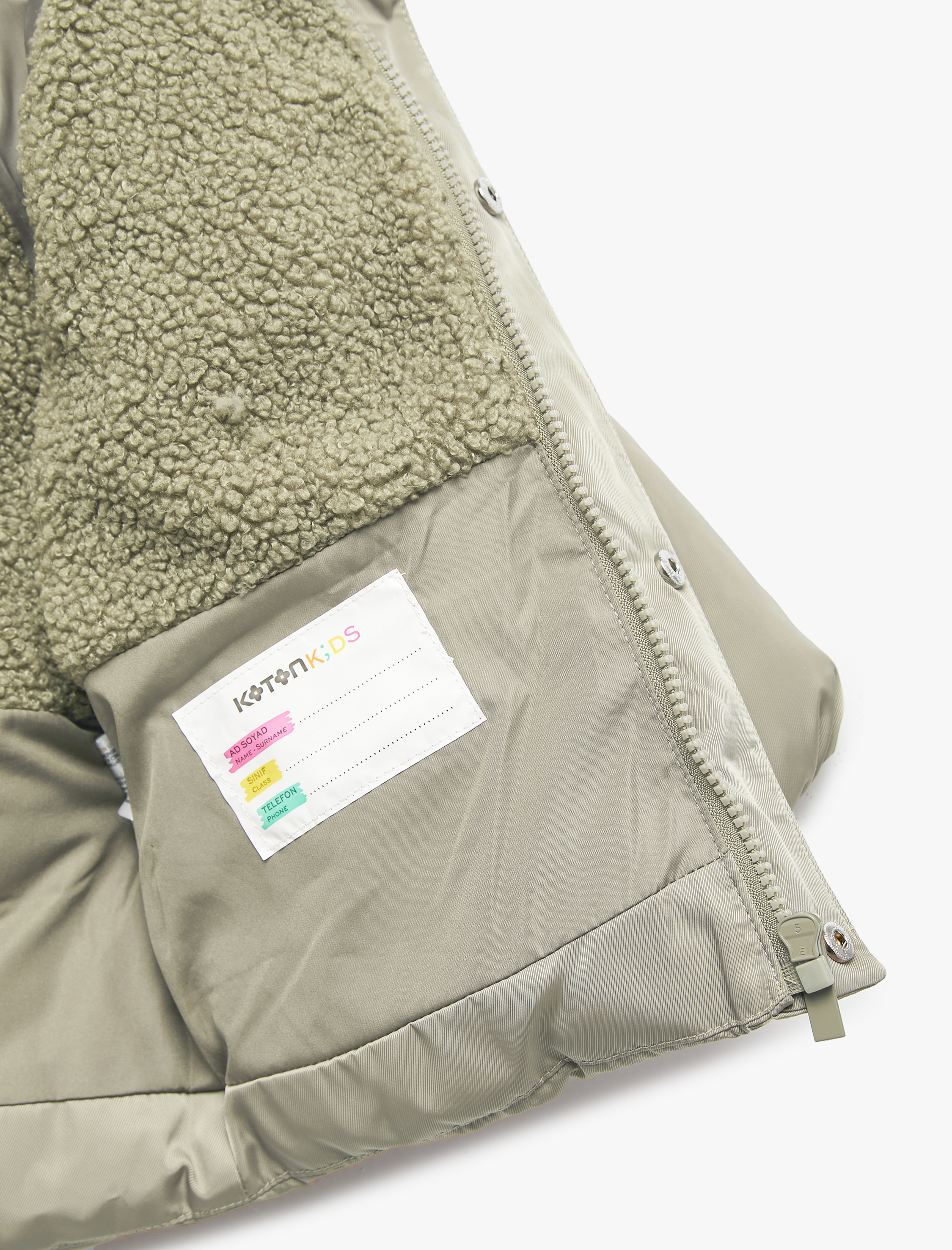  Erkek Bebek Uzun Kollu Cepli Peluş Detaylı Kapşonlu Şişme Mont