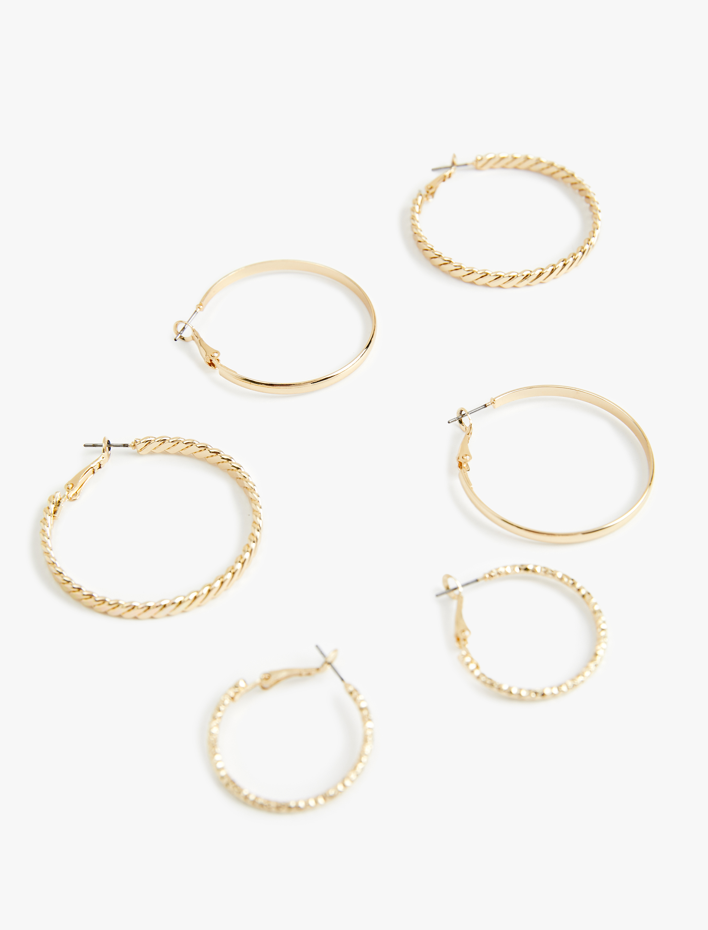  Kadın Çelik Burgu 3'lü Halka Küpe Seti