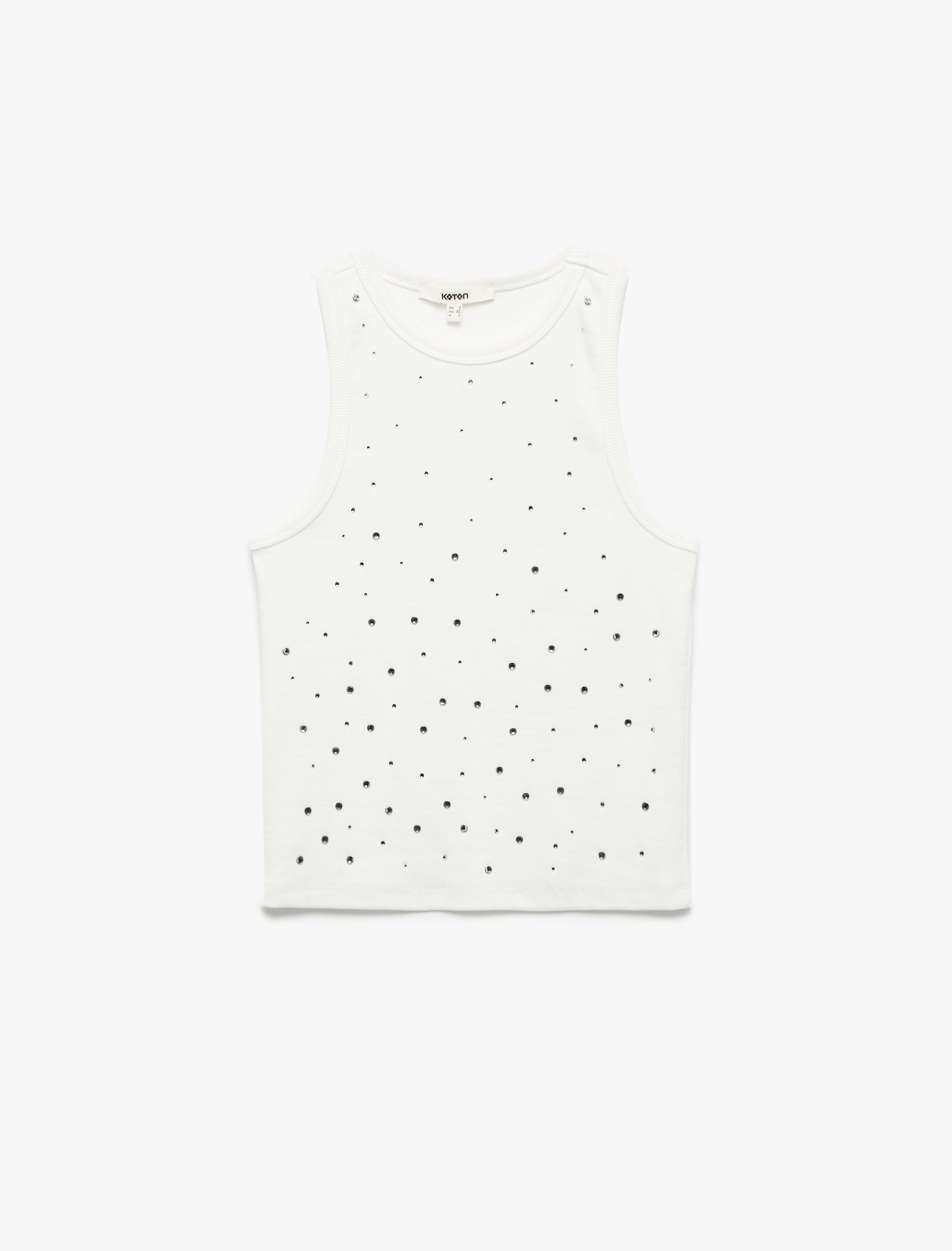 Koton X Zeynep Bastık - Pamuklu Slim Fit Bisiklet Yaka Taşlı Atlet