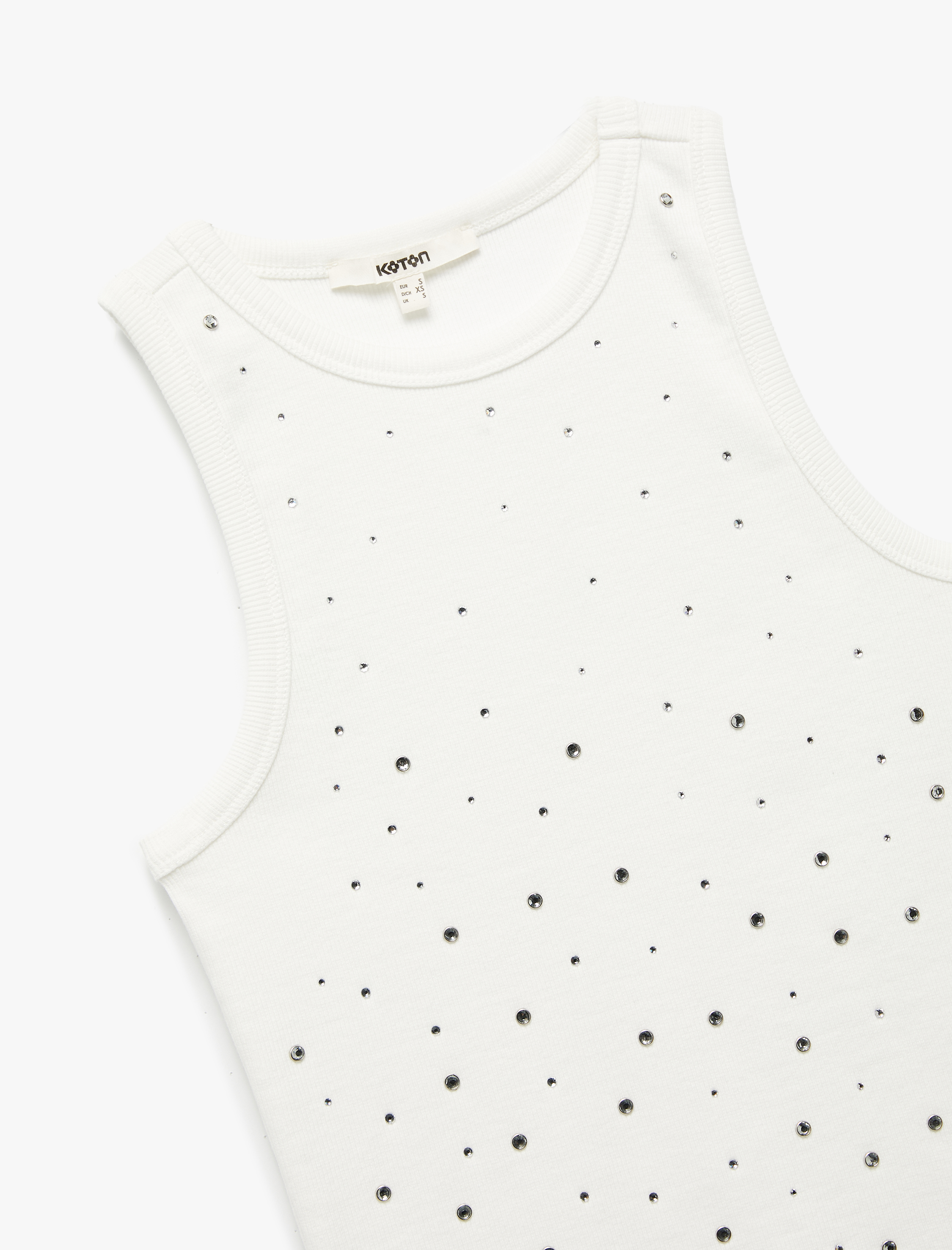 Koton X Zeynep Bastık - Pamuklu Slim Fit Bisiklet Yaka Taşlı Atlet