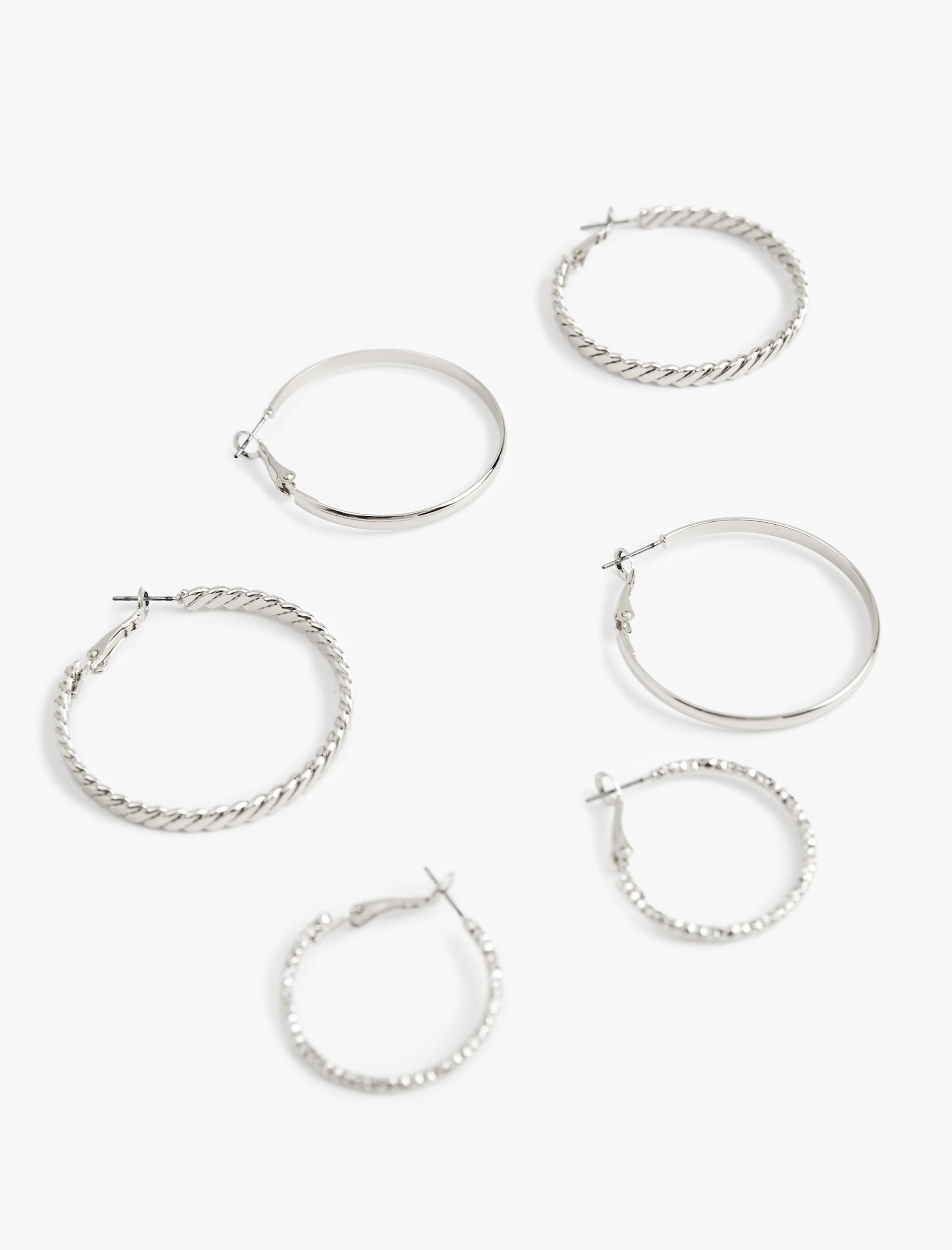  Kadın Çelik Burgu 3'lü Halka Küpe Seti