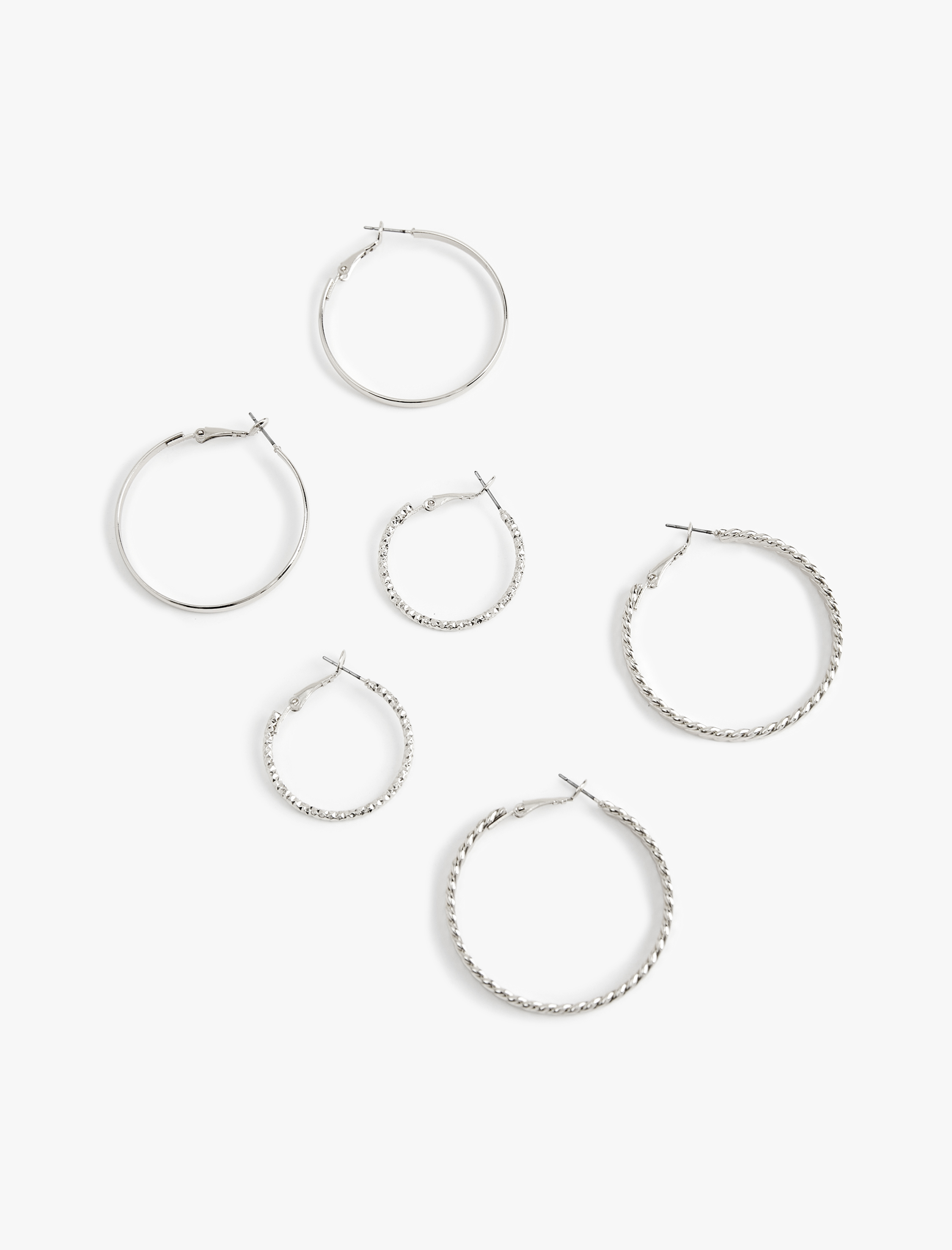  Kadın Çelik Burgu 3'lü Halka Küpe Seti