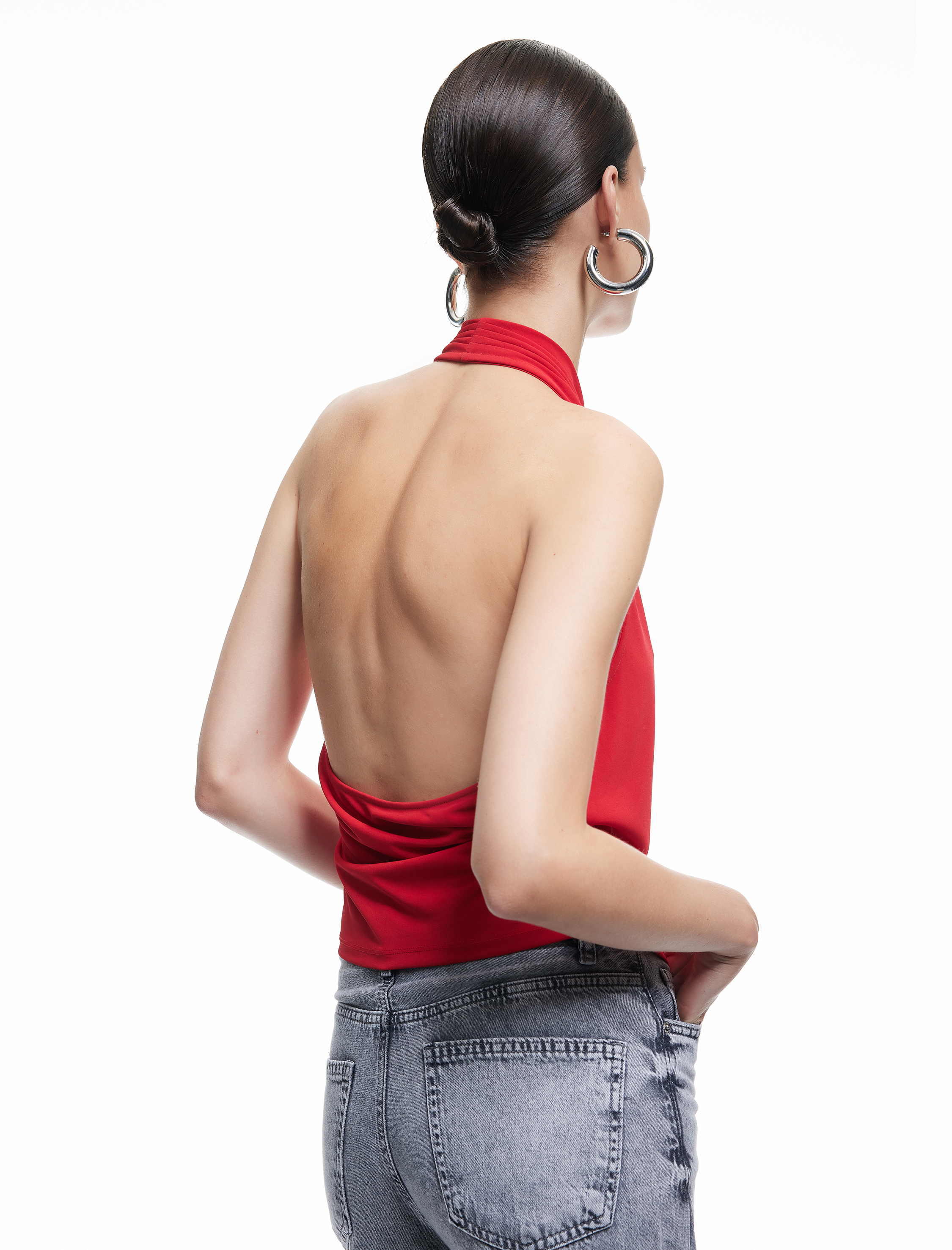   Koton X Zeynep Bastık - Sırt Dekolteli Asimetrik Kesim Kruvaze Degaje Yaka Bluz