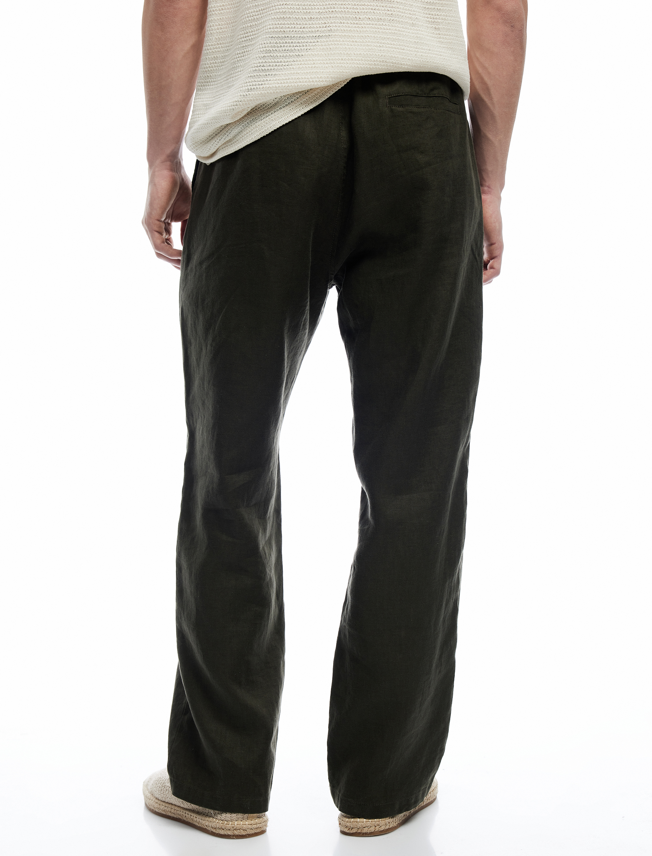   Keten Pamuk Karışımlı Beli Bağcıklı Chino Pantolon