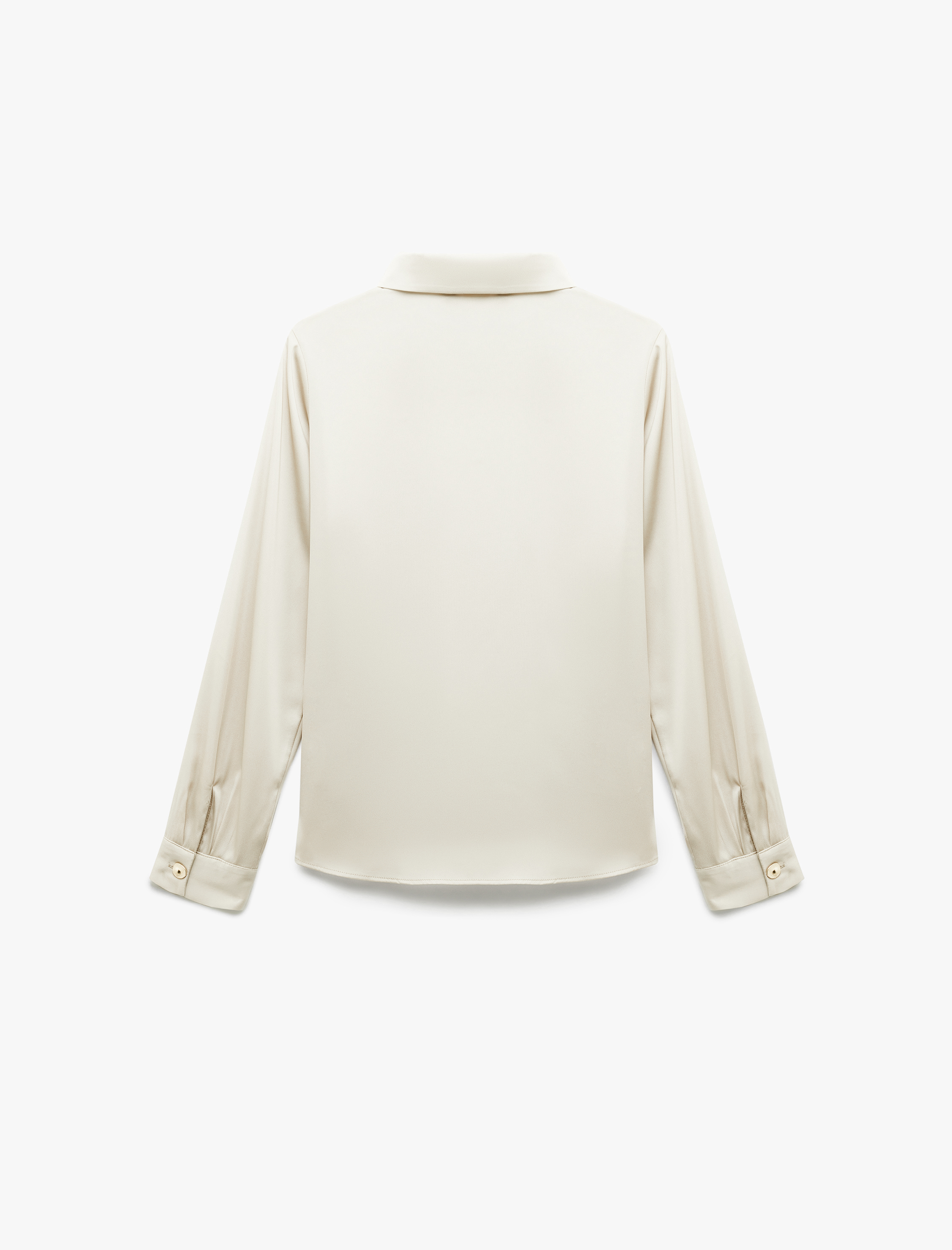   Klasik Yaka Düğmeli Uzun Kollu Saten Gömlek