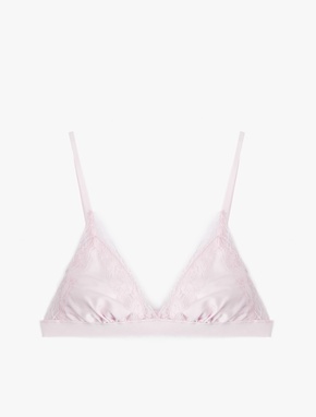 Dantel Detaylı Saten Üçgen Bralet Sütyen
