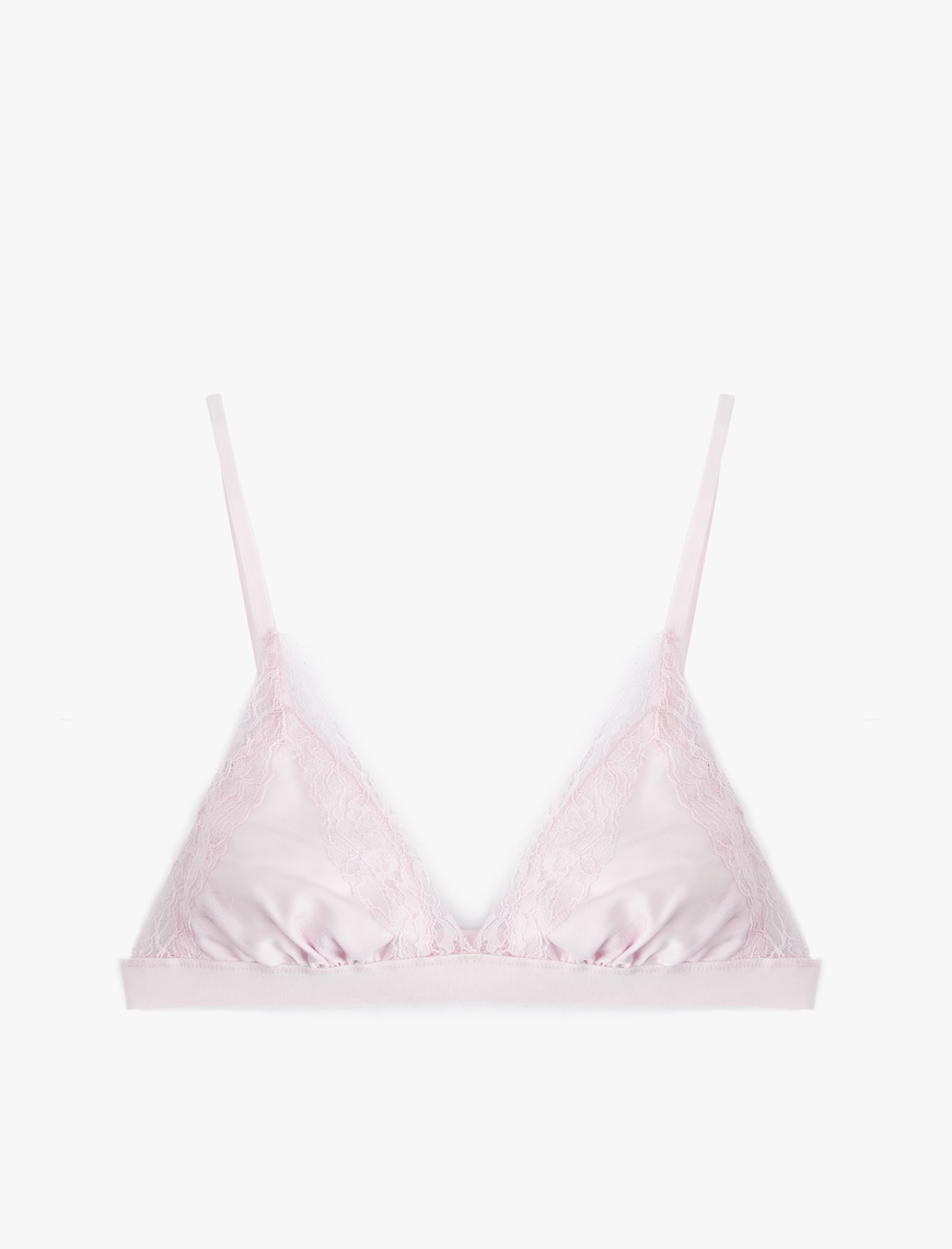   Dantel Detaylı Saten Üçgen Bralet Sütyen