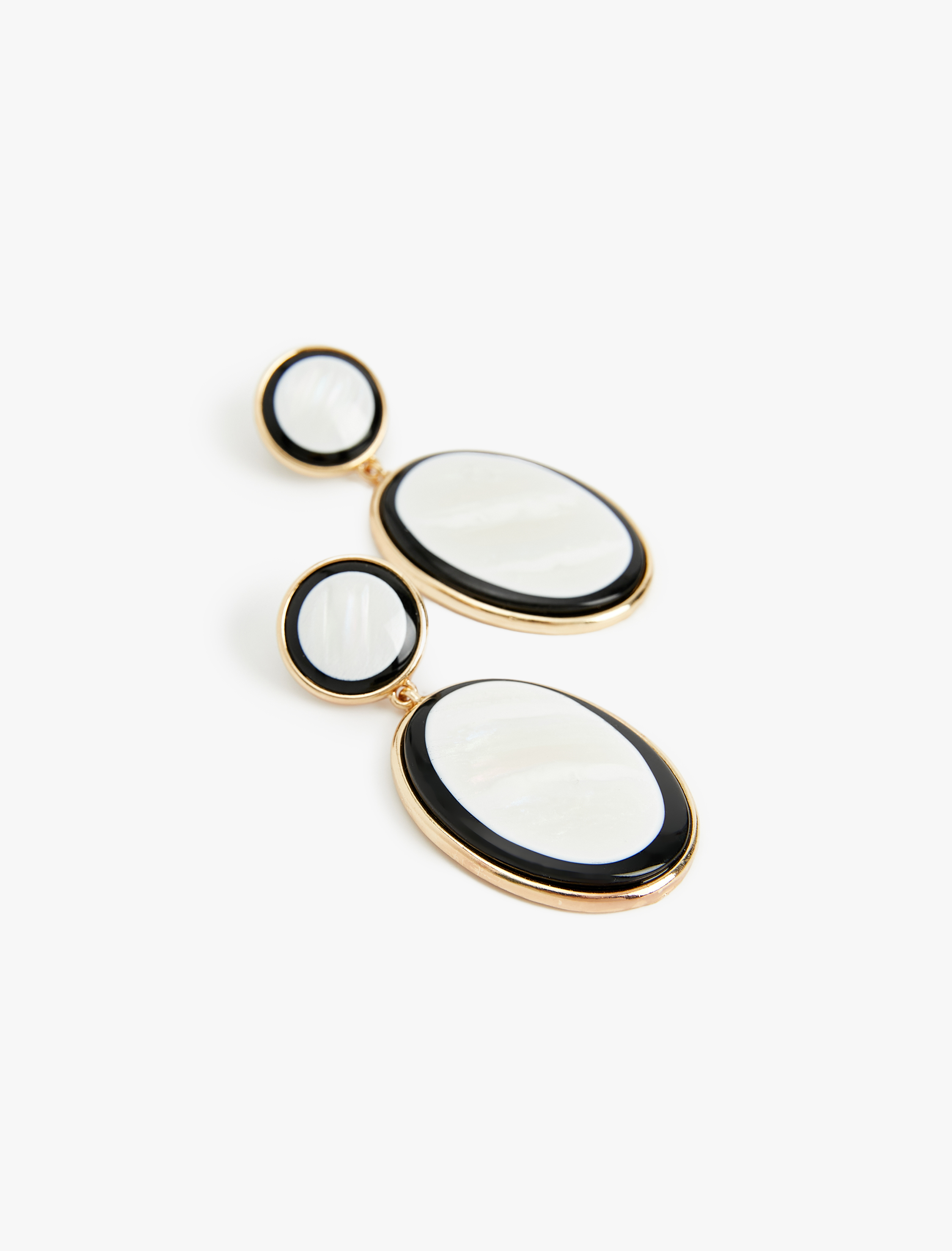  Kadın Büyük Boy Çok Renkli Sallantılı Oval Küpe