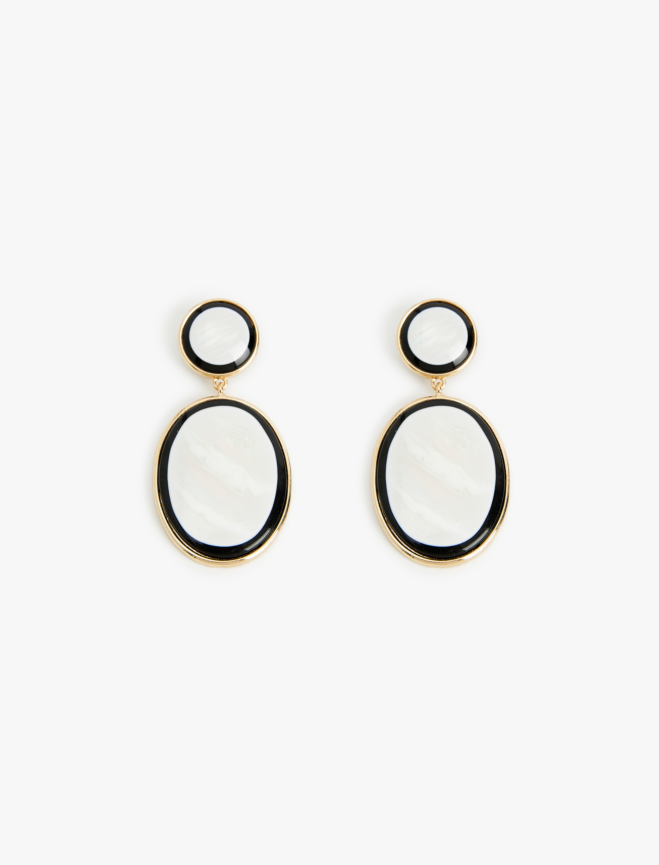  Kadın Büyük Boy Çok Renkli Sallantılı Oval Küpe