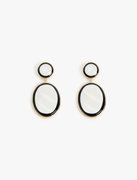 Büyük Boy Çok Renkli Sallantılı Oval Küpe