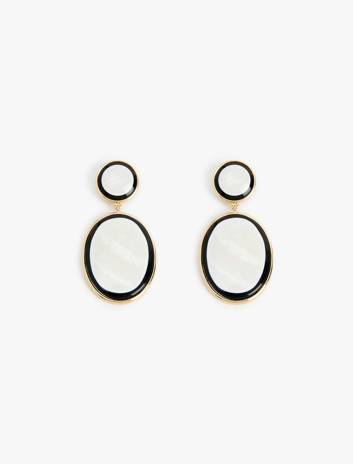 Kadın Büyük Boy Çok Renkli Sallantılı Oval Küpe