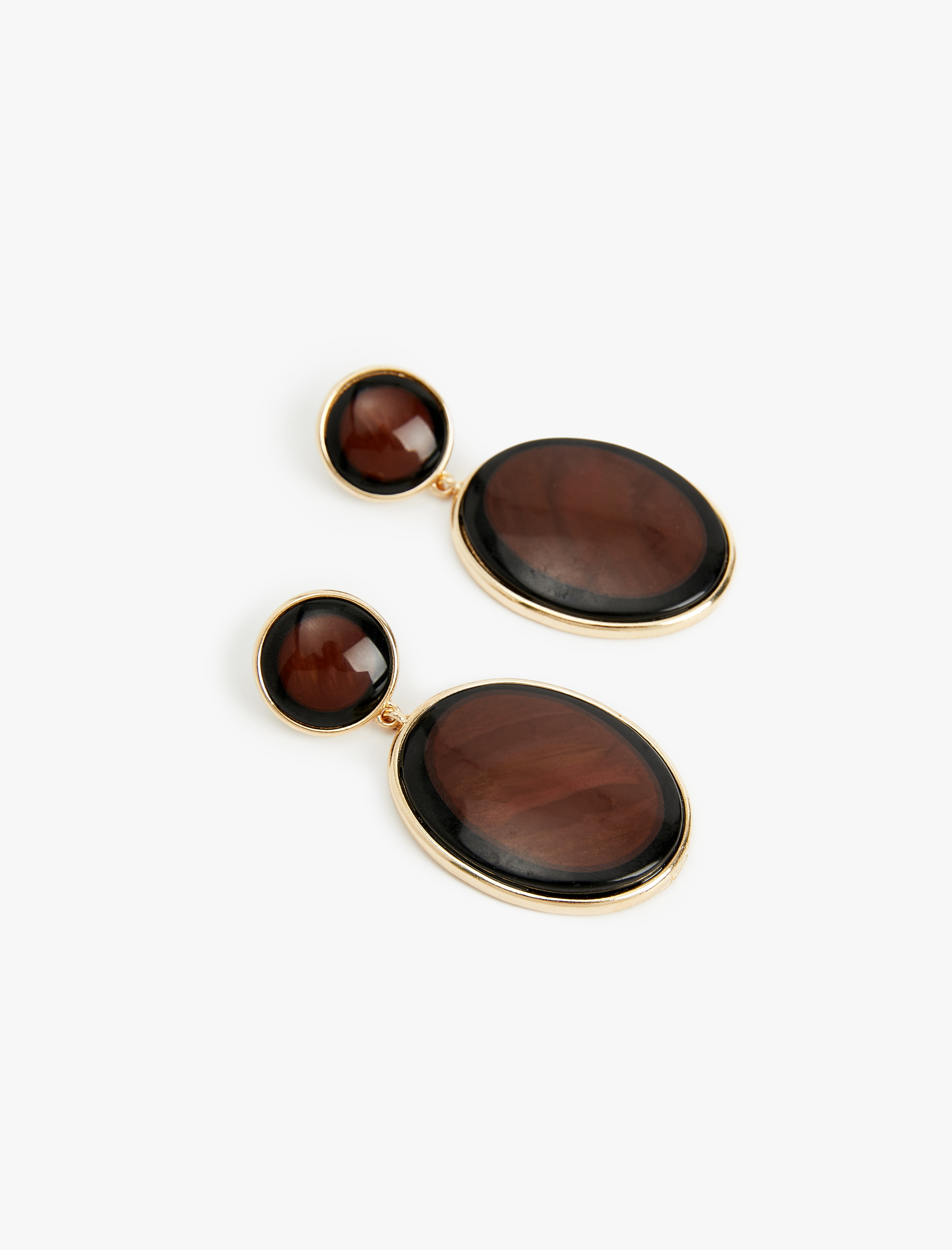  Kadın Büyük Boy Çok Renkli Sallantılı Oval Küpe